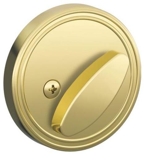 Schlage JD80 One Sided Deadbolt from the J-Series Polished Brass Door Hardware Deadbolts Interior One Sided Deadbolts