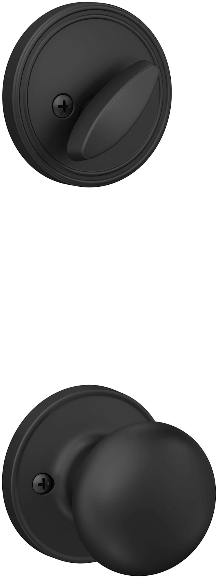 Photos - Door Handle Hardware Schlage JH59-STR Single Cylinder Keyed Entry Interior Only Pack with Stratus Knob from the J-Series Matte Black Door Hardwar 