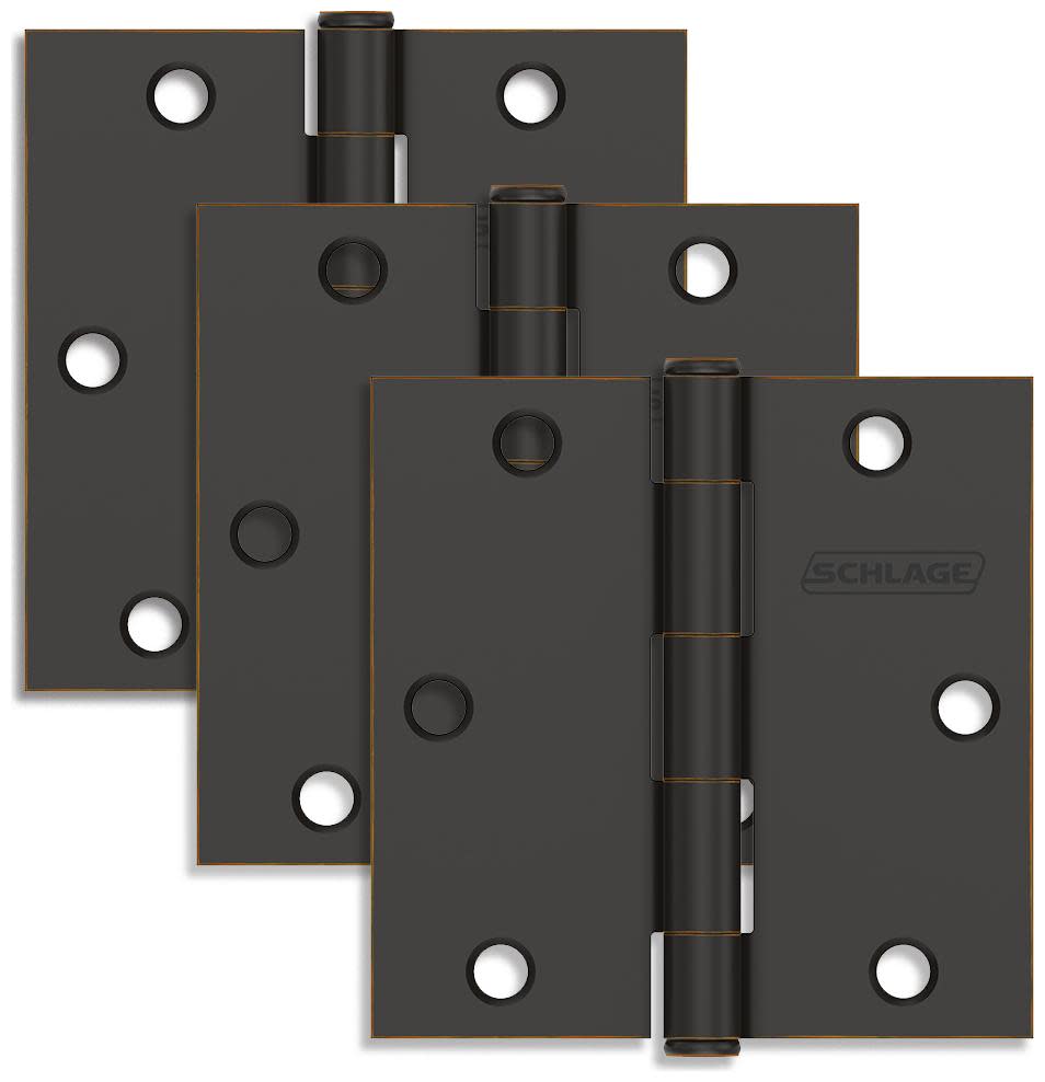 Photos - Other for Repair Bronze Gym Schlage 1010 Pack of Three 3.5" x 3.5" Square Corner Plain Bearing Mortise Hinges Aged Bronze Door Hinge Plain Bearing S3P10 