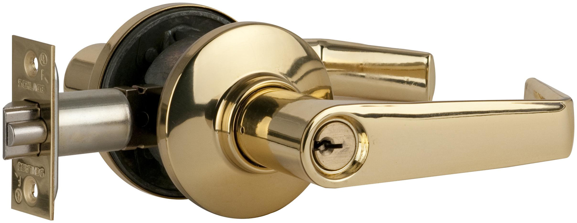Photos - Door Handle Saturn Schlage S51PD-SAT  Heavy Duty Commercial Entrance Door Lever Set Polished Brass Commercial Door Hardware Door Levers K 
