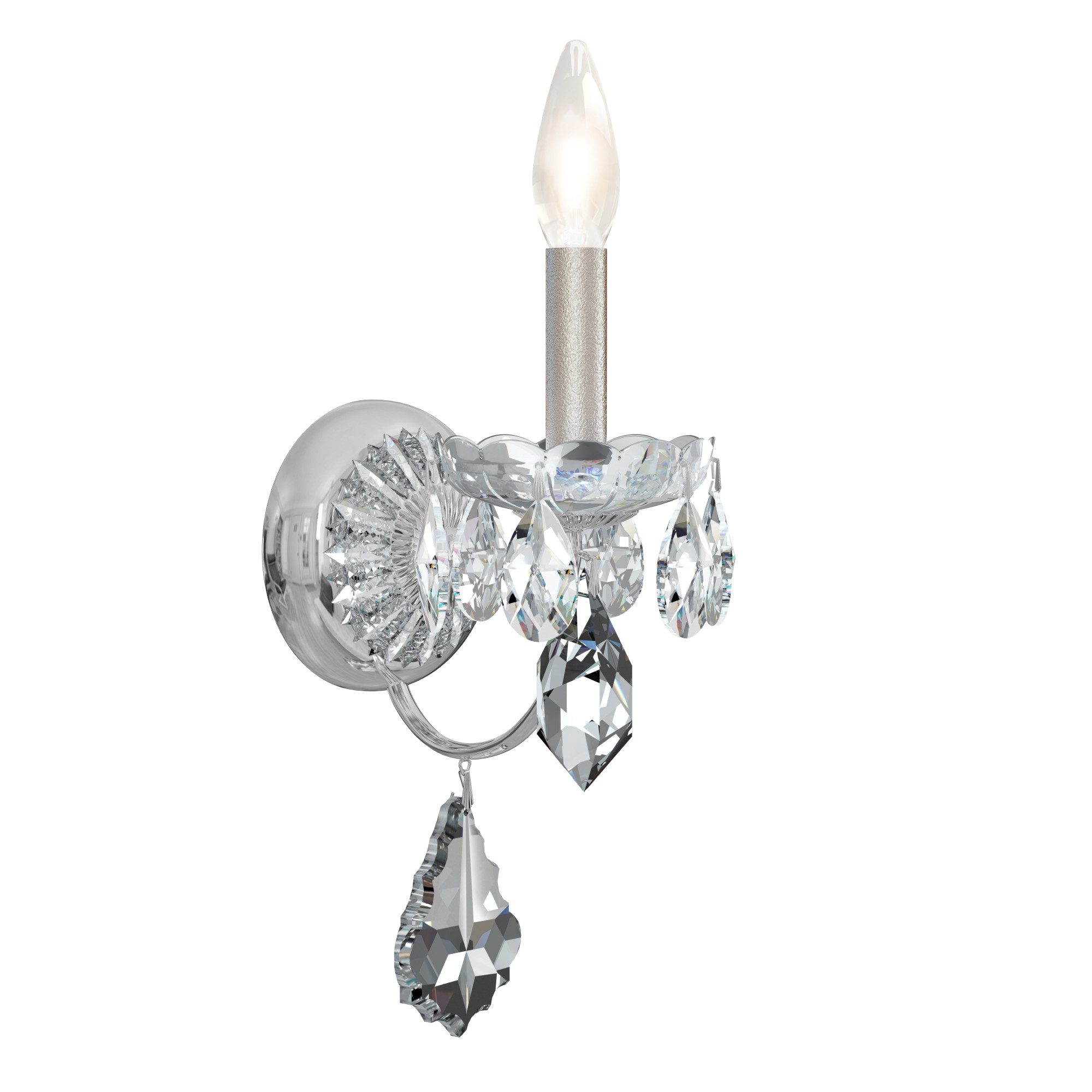 Photos - Chandelier / Lamp Century Schonbek 1701  13" Tall Wall Sconce Polished Silver Indoor Lighting Wall Sconces 1701-40 