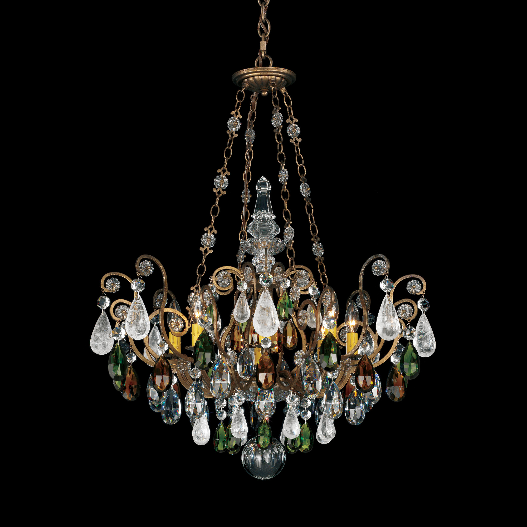 Photos - Chandelier / Lamp ROCK Schonbek 3587-CL Renaissance  Crystal 8 Light 27" Wide Crystal Empire Chandelier Etruscan Gold Indoor Lighting Chandelie 