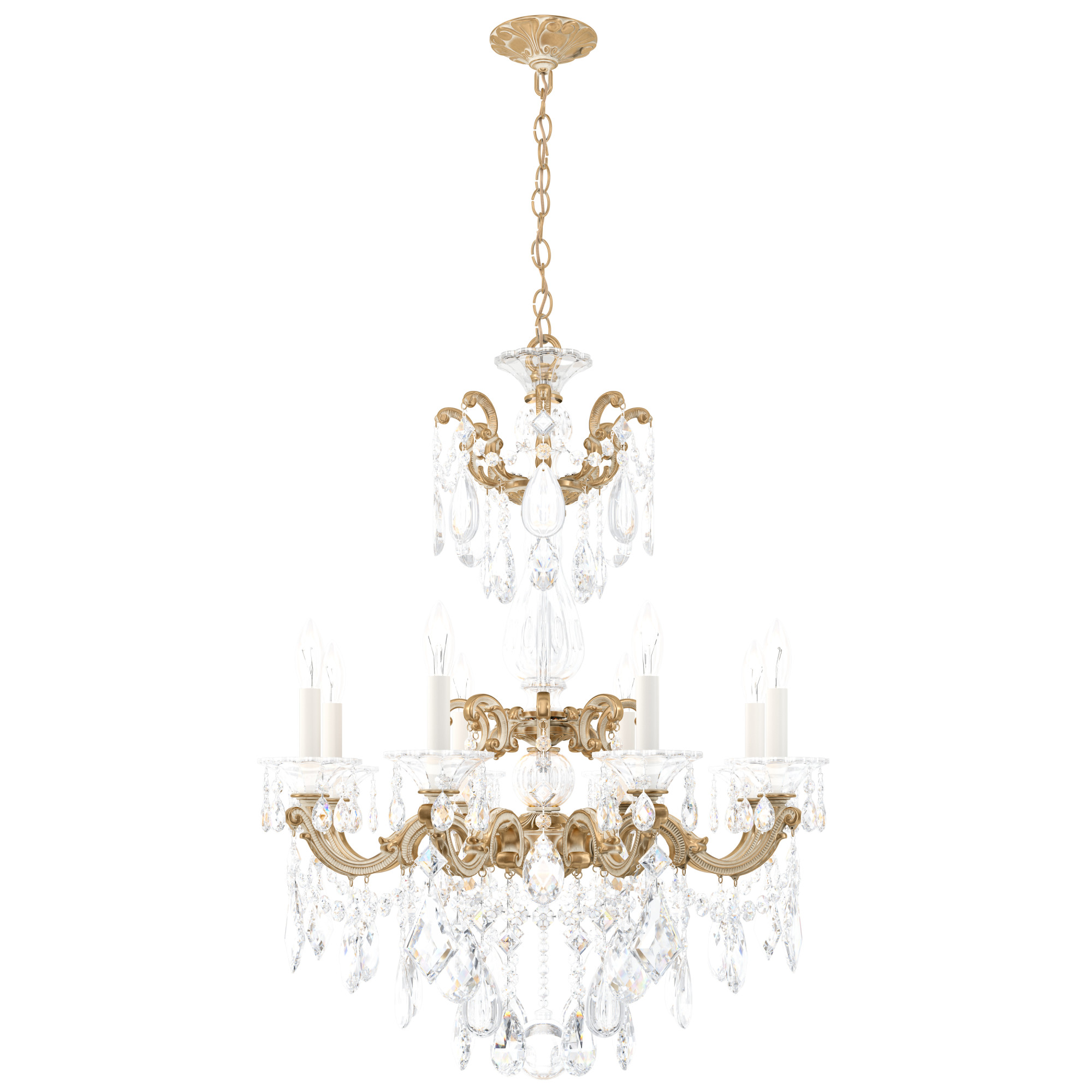 Photos - Chandelier / Lamp La Scala Schonbek 5007  8 Light 25" Wide Crystal Chandelier Parchment Gold Indoor Lighting Chandeliers 5007-27 
