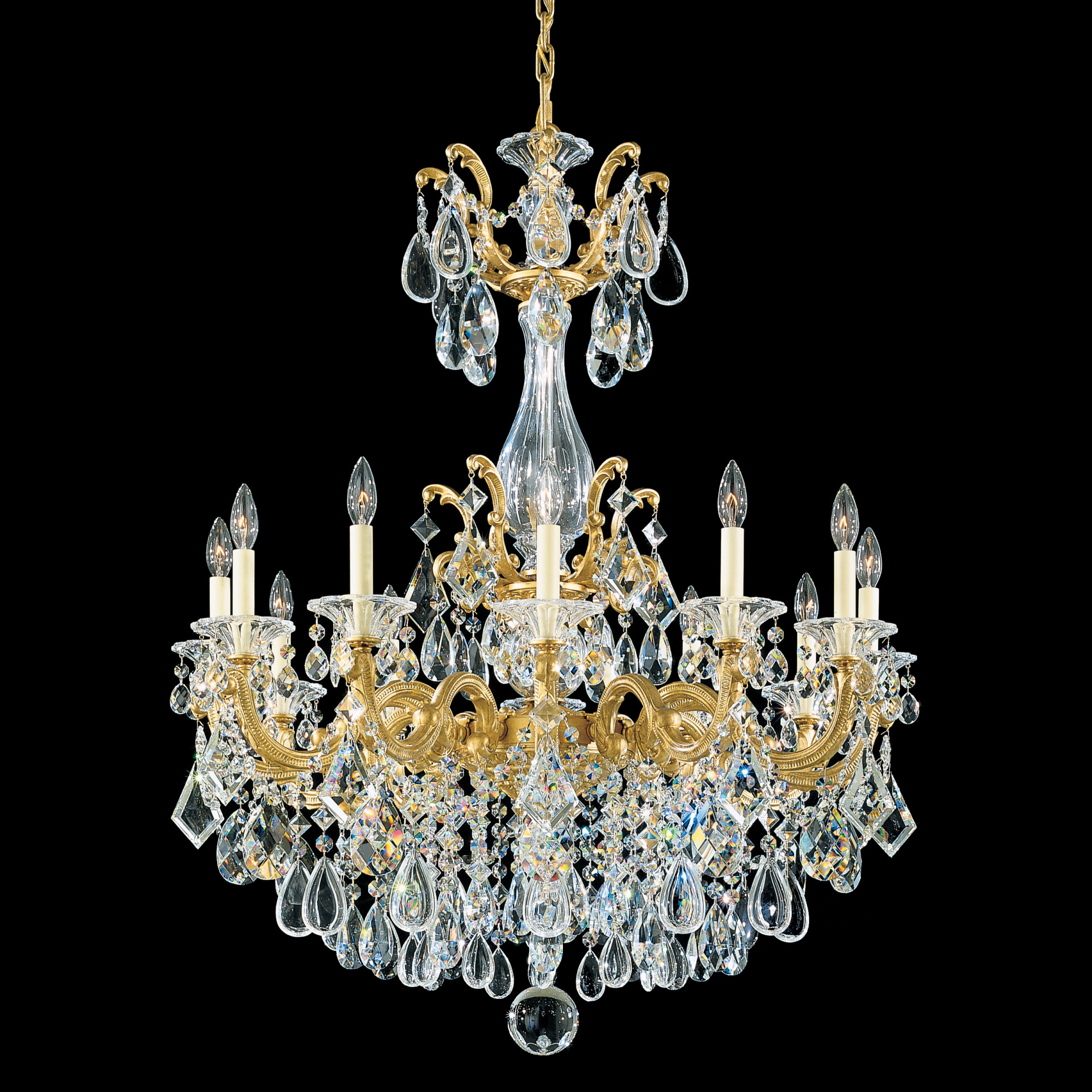 Photos - Chandelier / Lamp La Scala Schonbek 5011  12 Light 33" Wide Crystal Chandelier Heirloom Gold Indoor Lighting Chandeliers 5011-22 