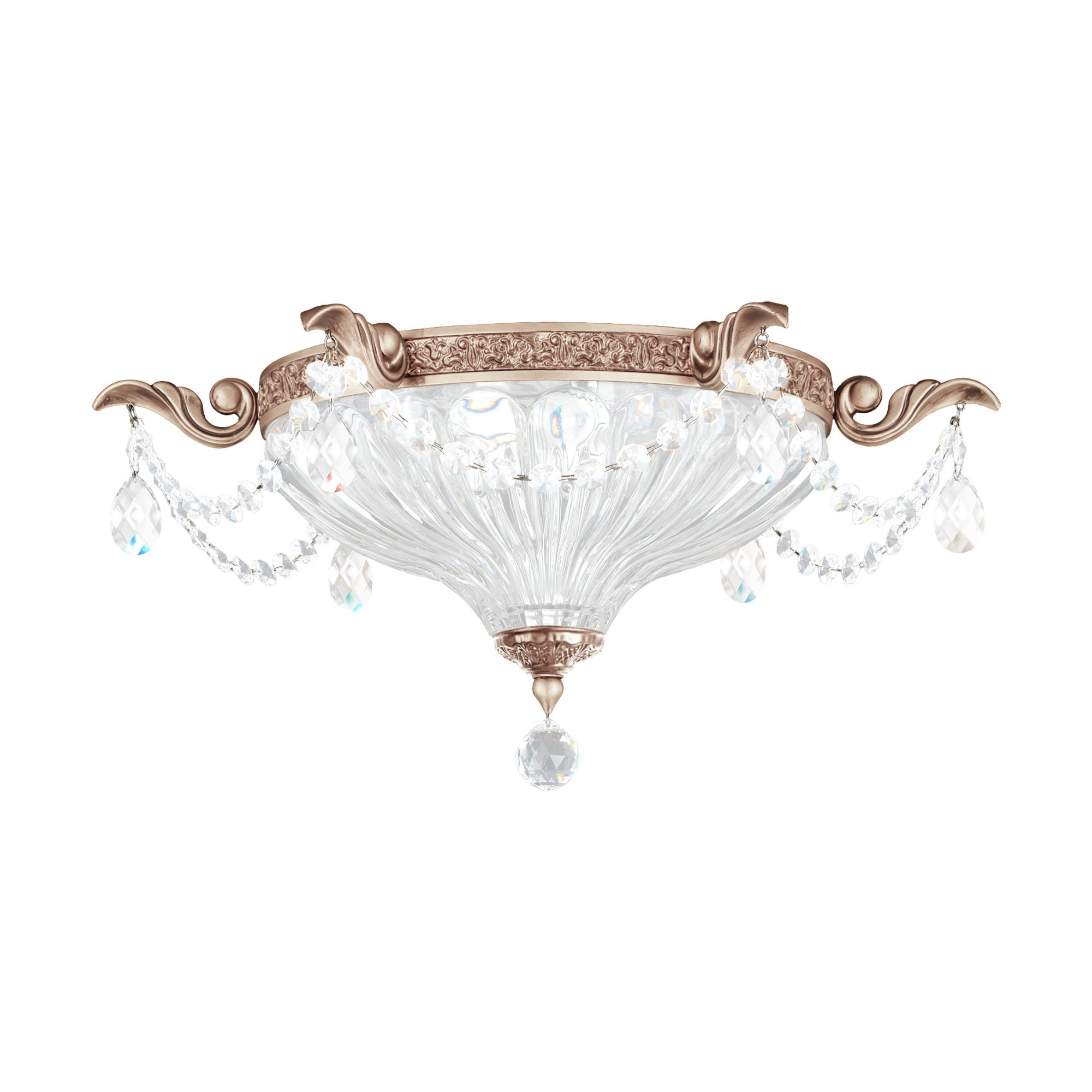 Photos - Chandelier / Lamp Milano Schonbek 5633-O  2 Light 17" Wide Semi-Flush Bowl Ceiling Fixture with Clear Optic Crystals Antique Silver Indoor Ligh 