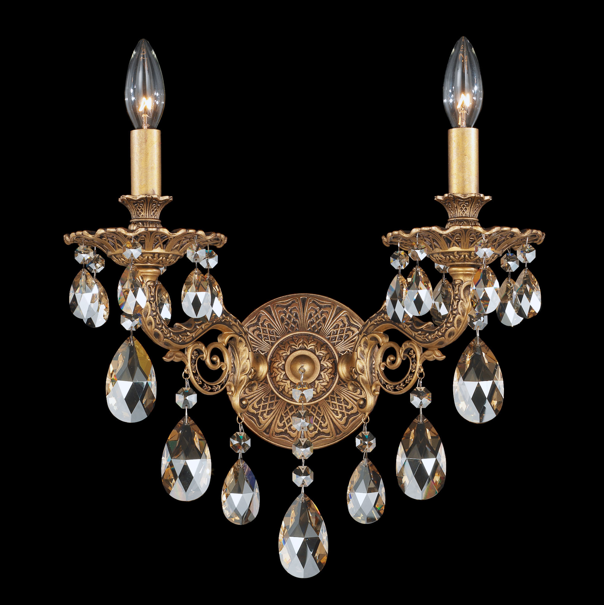 Photos - Chandelier / Lamp Milano Schonbek 5642-O  2 Light 16" Tall Wall Sconce with Clear Optic Crystals Florentine Bronze Indoor Lighting Wall Sconces 