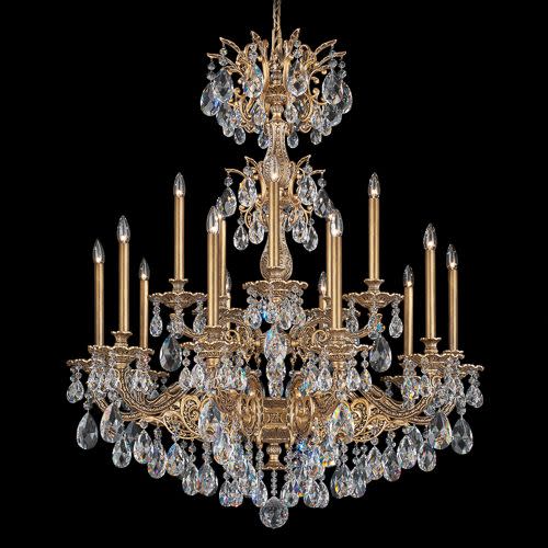 Photos - Chandelier / Lamp Milano Schonbek 5686-O  15 Light 39" Wide Crystal Chandelier with Clear Optic Crystals Florentine Bronze Indoor Lighting Chan 