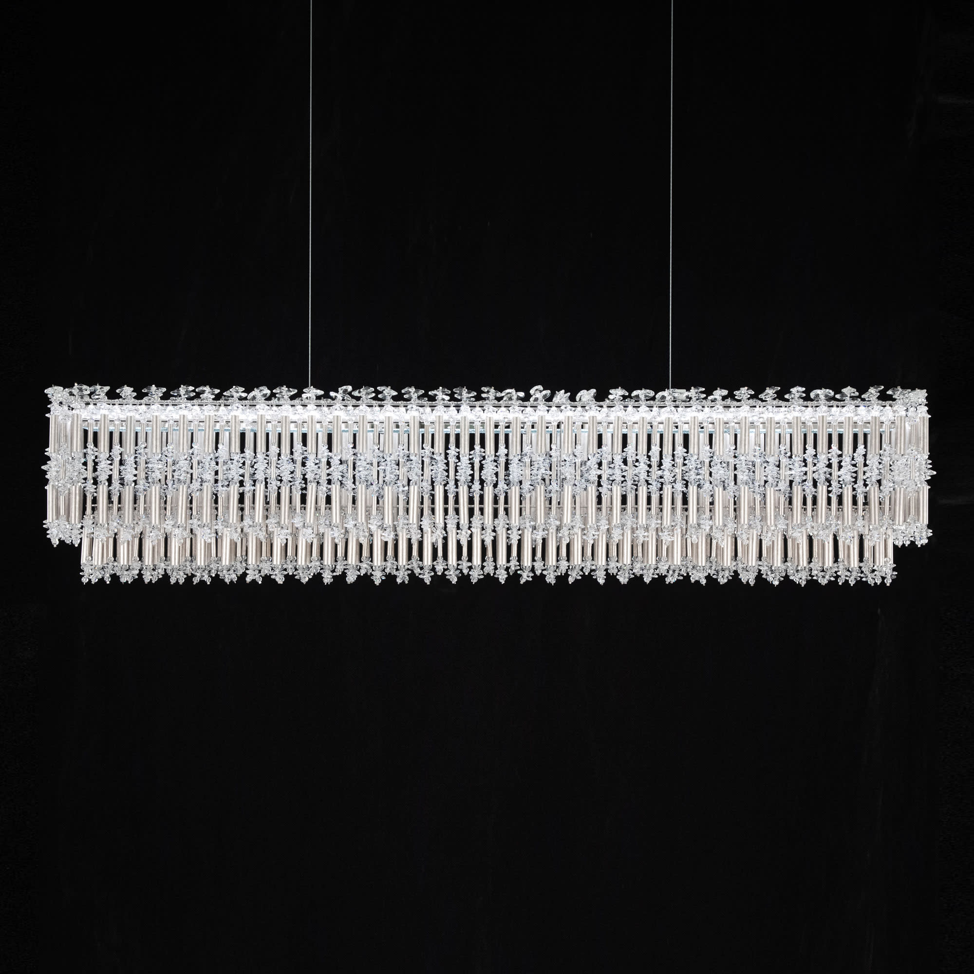 Photos - Chandelier / Lamp Wide Schonbek S8148-O Tahitian 48"  LED Crystal Linear Chandelier Antique Silver Indoor Lighting Chandeliers S8148-48O 