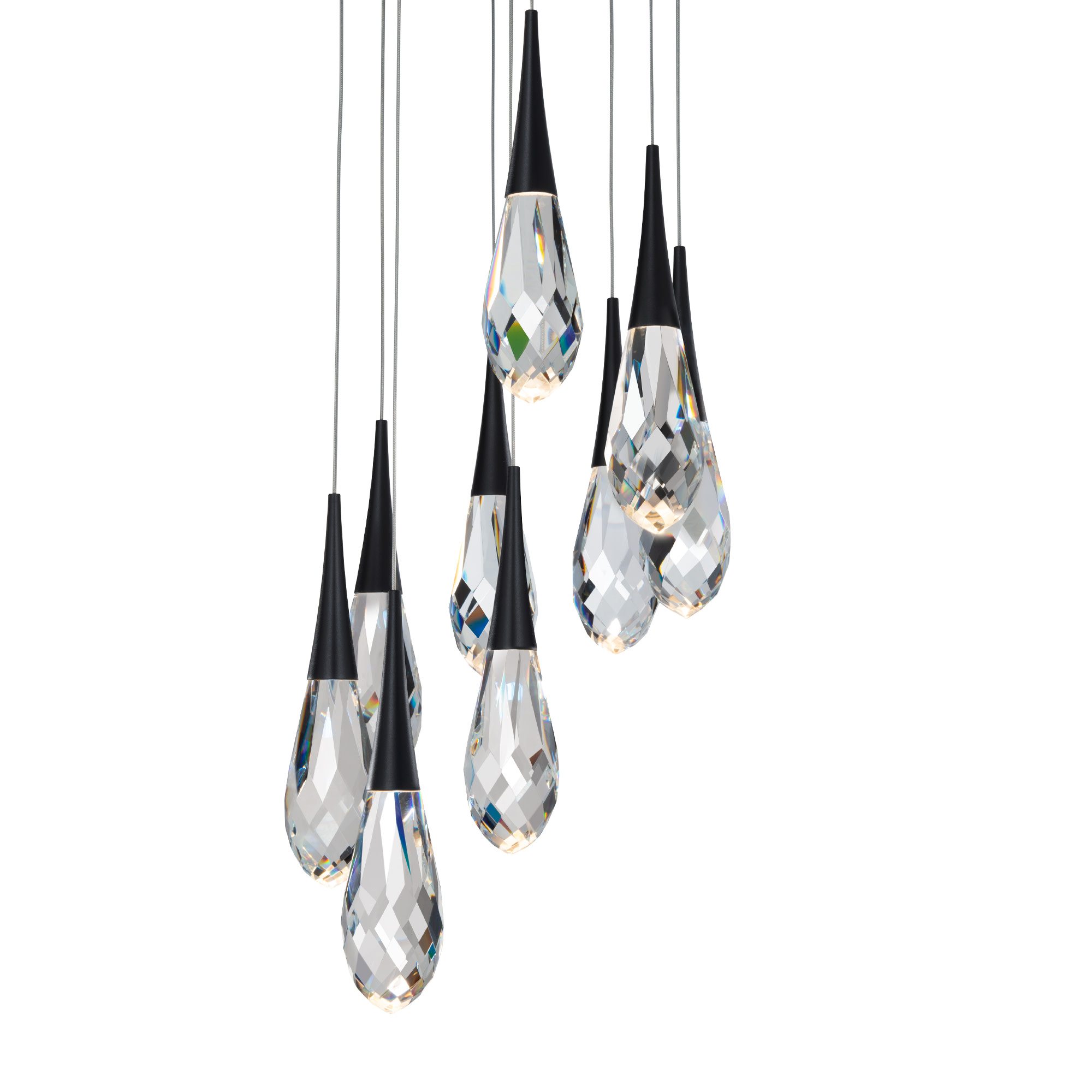 Photos - Chandelier / Lamp Beyond Schonbek  BPD21209 Hibiscus 9 Light 17" Wide Switchable Color Temperature LED Faceted Crystal Multi Pendant Light Blac 