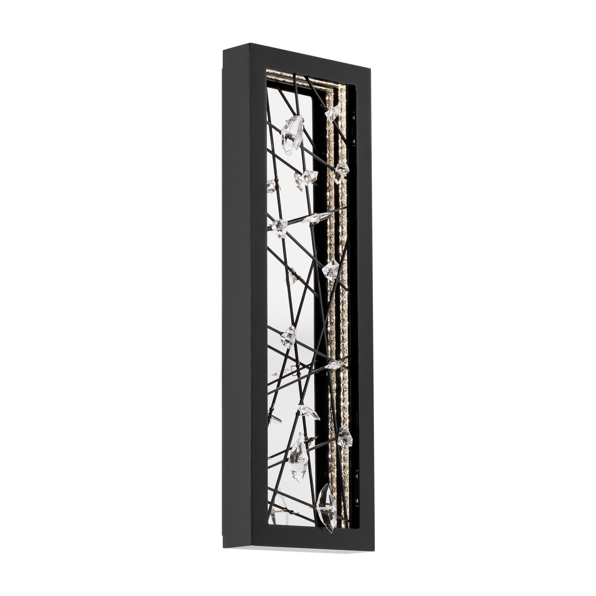 Photos - Floodlight / Street Light Schonbek Beyond BWSW43318 Dreamcatcher 18" Tall LED Wall Sconce with Clear Optic Crystal Black Outdoor Lighting Wall Sconces