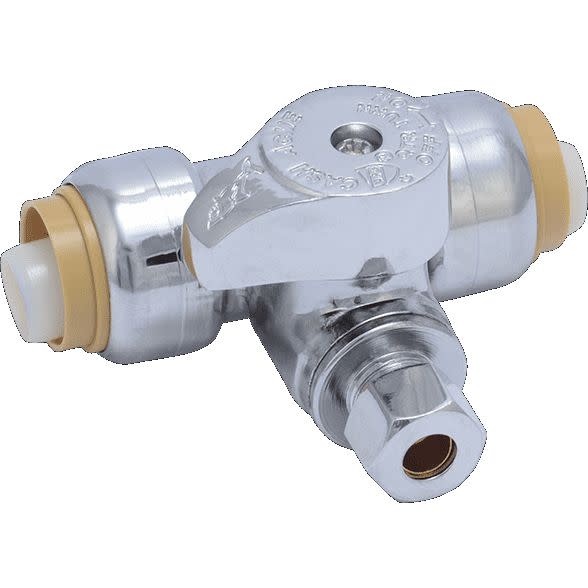 SharkBite 24983 1/2" x 1/2" x 1/4" Compression Tee Stop Chrome Valves Ball Valves
