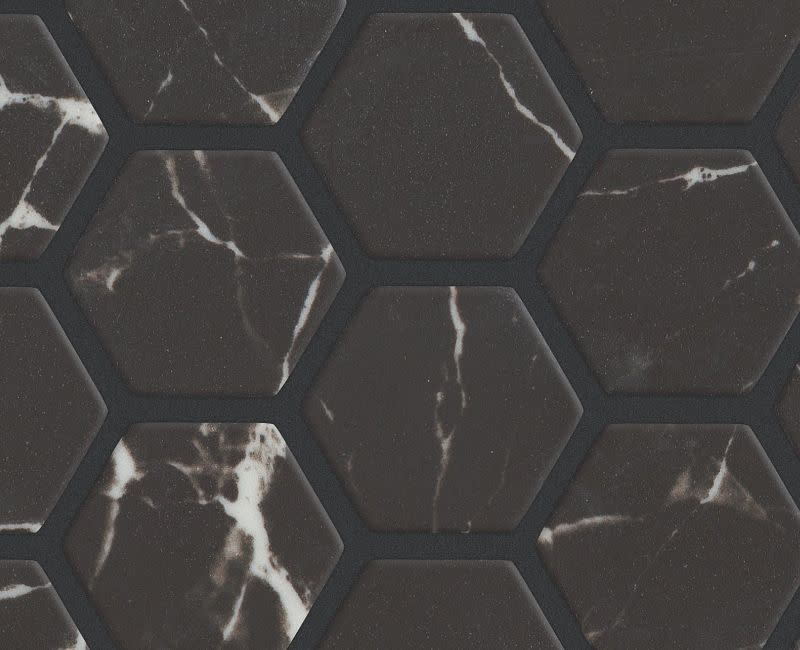 Shaw 483TS Dreamscape - 2" x 2" Hexagon Floor and Wall Tile - Glossy Visual - Sold by Sheet (0.95 SF/Sheet) Nero Marquina Flooring Tile