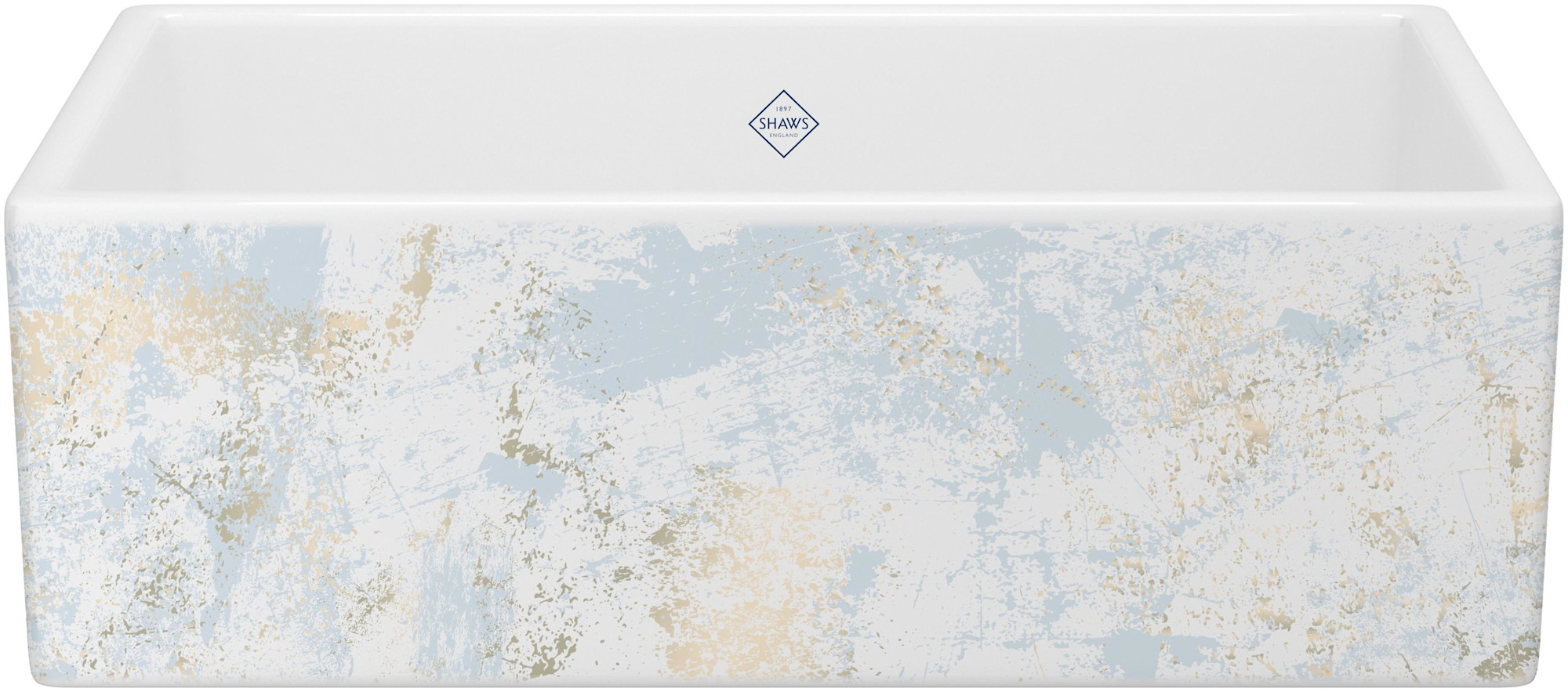 Photos - Kitchen Sink Shaws MS3318WH Shaker 33" Farmhouse Single Basin Fireclay  Patina Blue / Gold Sinks s Fireclay MS331