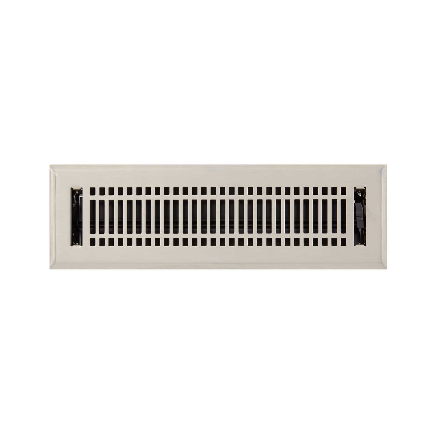 Photos - Air Vent Cover / Duct Signature Hardware 909571-2-12 Contemporary Steel Floor Register - 2-1/4" x 12"  Brushed Nickel Ven (3-1/2" x 13-1/4"Overall)