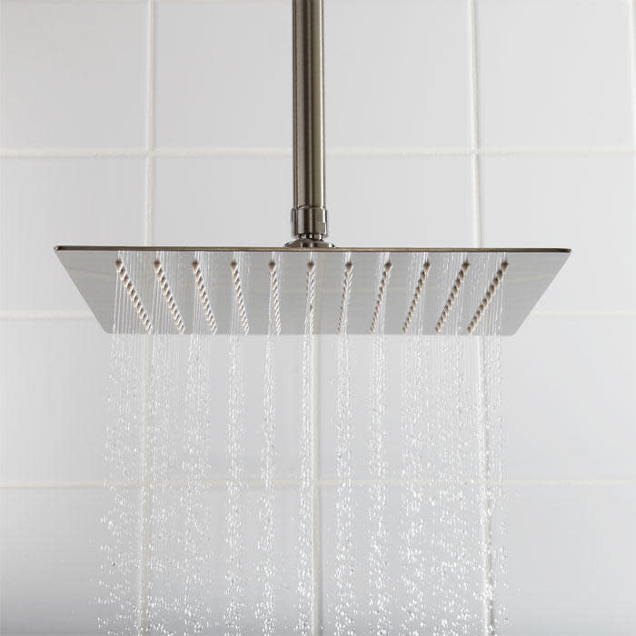 Signature Hardware 920860-8 8" Beveled Square Single Function Rain Shower Head Brushed Nickel Showers Shower Heads Single Function