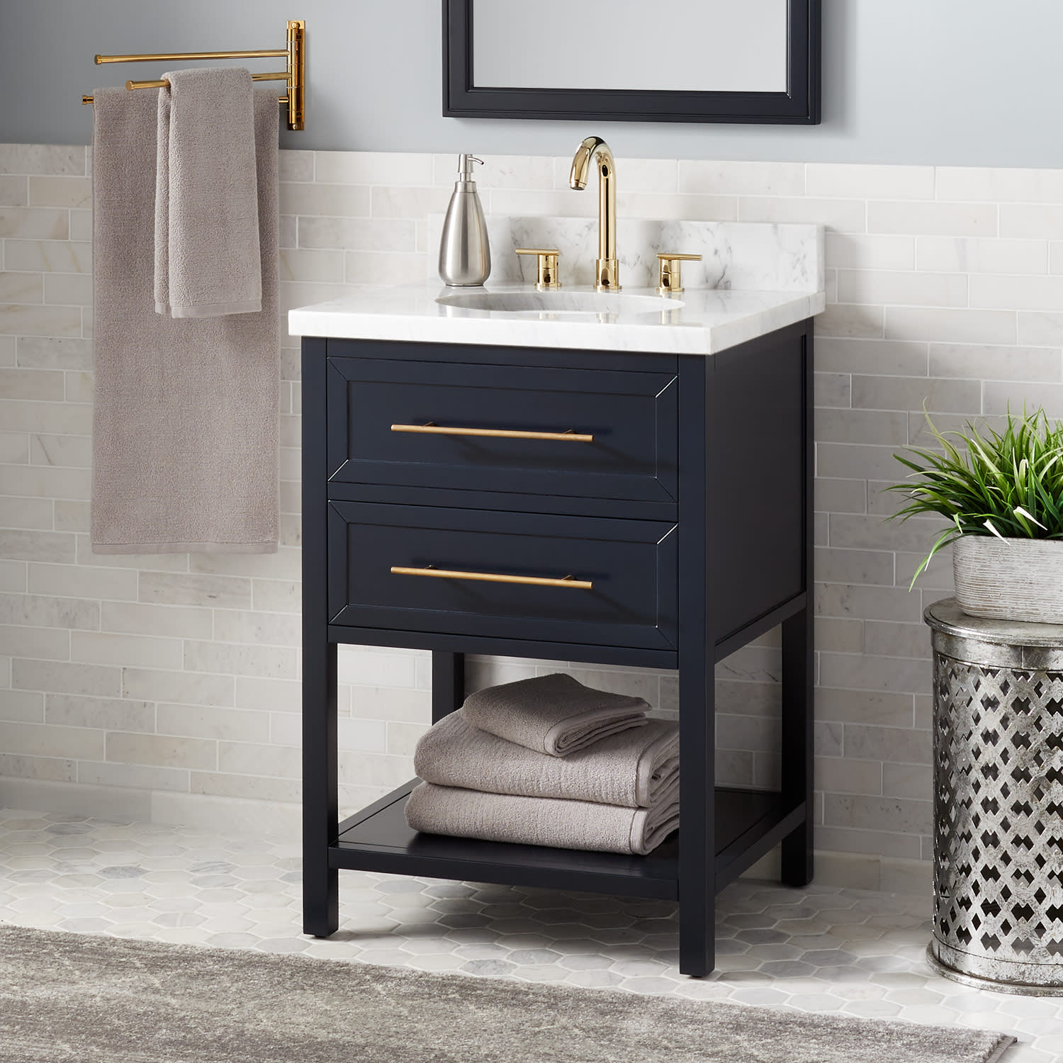 Photos - Washbasin cabinet Signature Hardware 433842 Robertson 24" Freestanding Mahogany Single Basin Vanity Cabinet - Cabinet Only - Less Vanity Top M 
