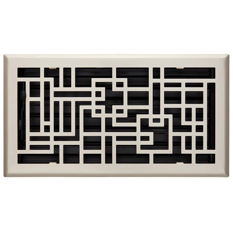 Photos - Air Vent Cover / Duct Signature Hardware 941729-6-14 Baer Steel Floor Register - 6" x 14" Brushed Nickel Vent Covers Registers Pattern 435454 