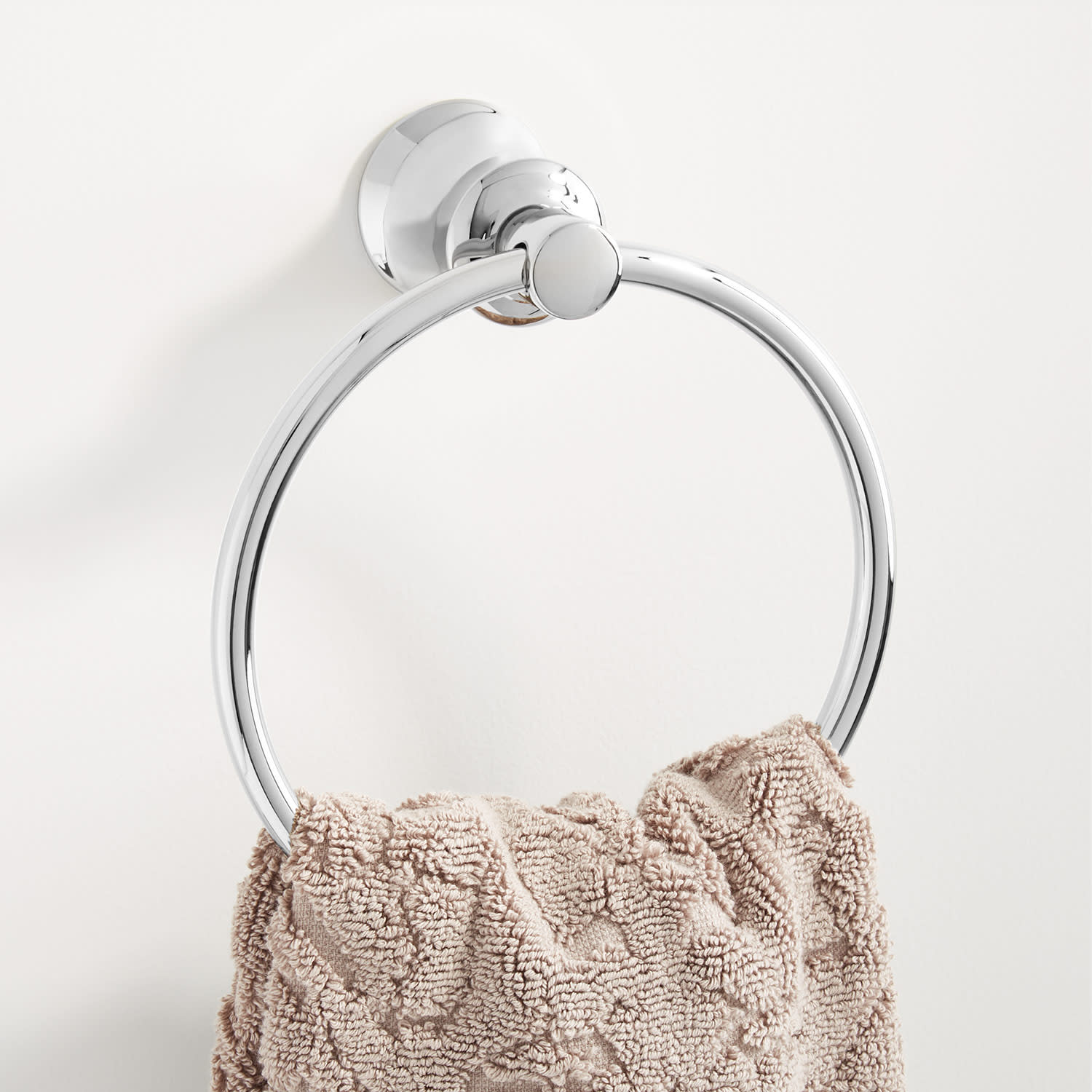 Photos - Towel Holder Signature Hardware 948211 Pendleton 6-1/2" Wall-Mounted Towel Ring Chrome Bathroom Hardware and Accessories Bathroom Hardwar 