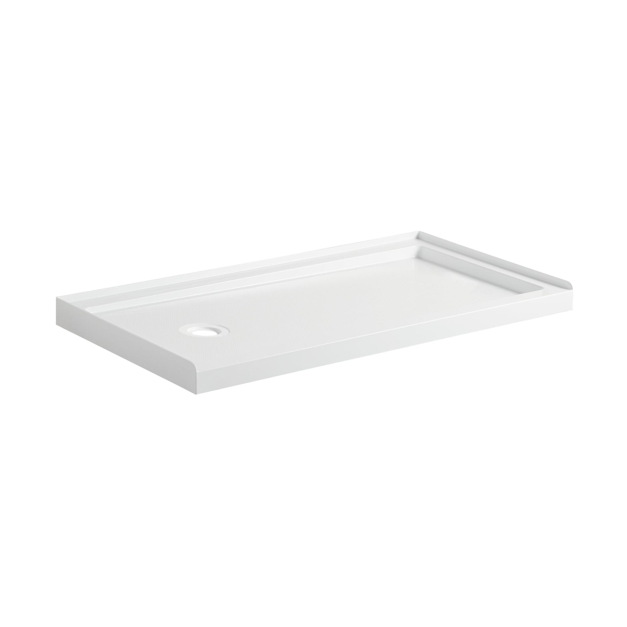 Photos - Shower Tray Signature Hardware 447771 60" x 30" Rectangular Shower Base with Single Threshold and Left Drain White Shower Stalls and Doo 