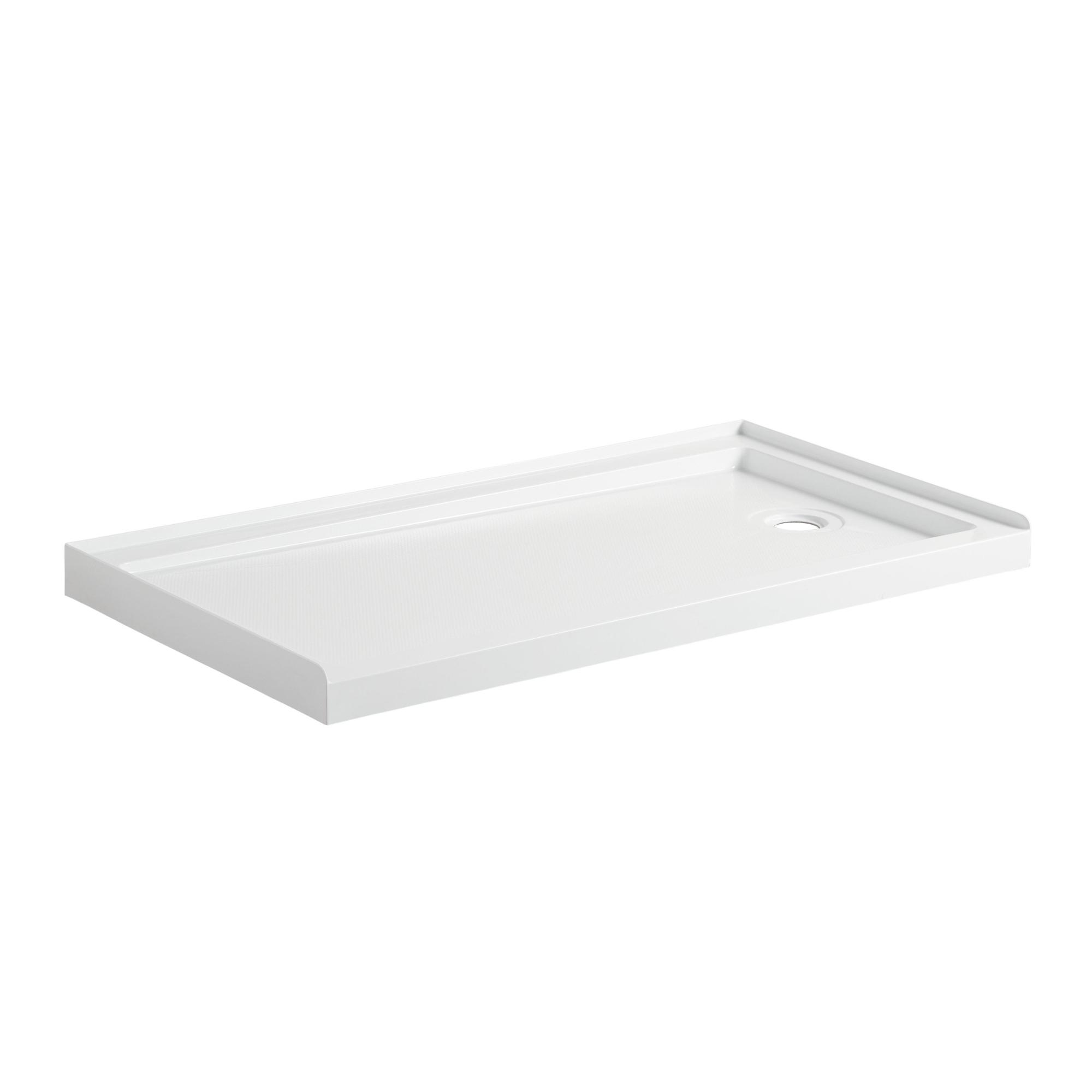 Photos - Shower Tray Signature Hardware 447772 60" x 30" Rectangular Shower Base with Single Threshold and Right Drain White Shower Stalls and Do