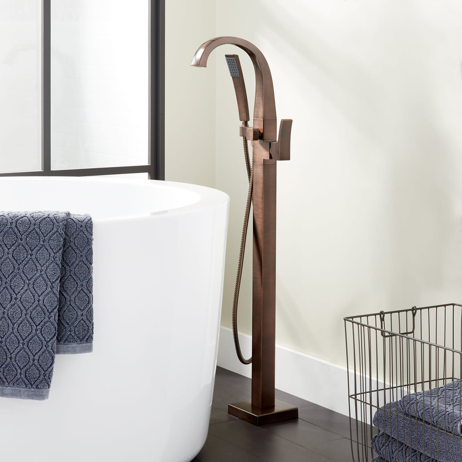 Photos - Tap Signature Hardware 948665 Vilamonte Floor Mounted Tub Filler Faucet - Includes Hand Shower and Valve Oil Rubbed Bronze Fauce 