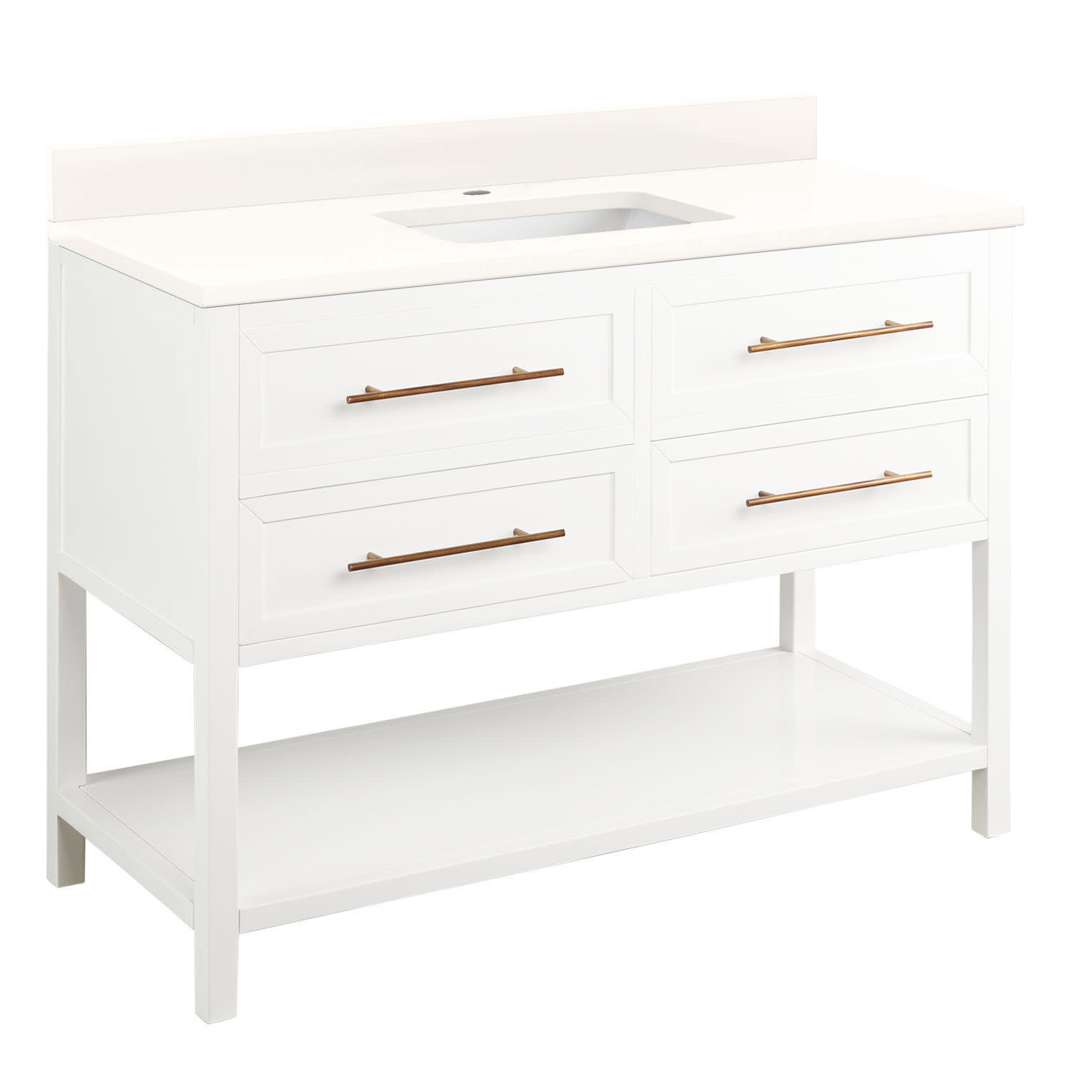 Photos - Washbasin cabinet Signature Hardware 953332-48-RUMB-1 Robertson 48" Freestanding Mahogany Single Basin Vanity Set with Cabinet Vanity Top and 