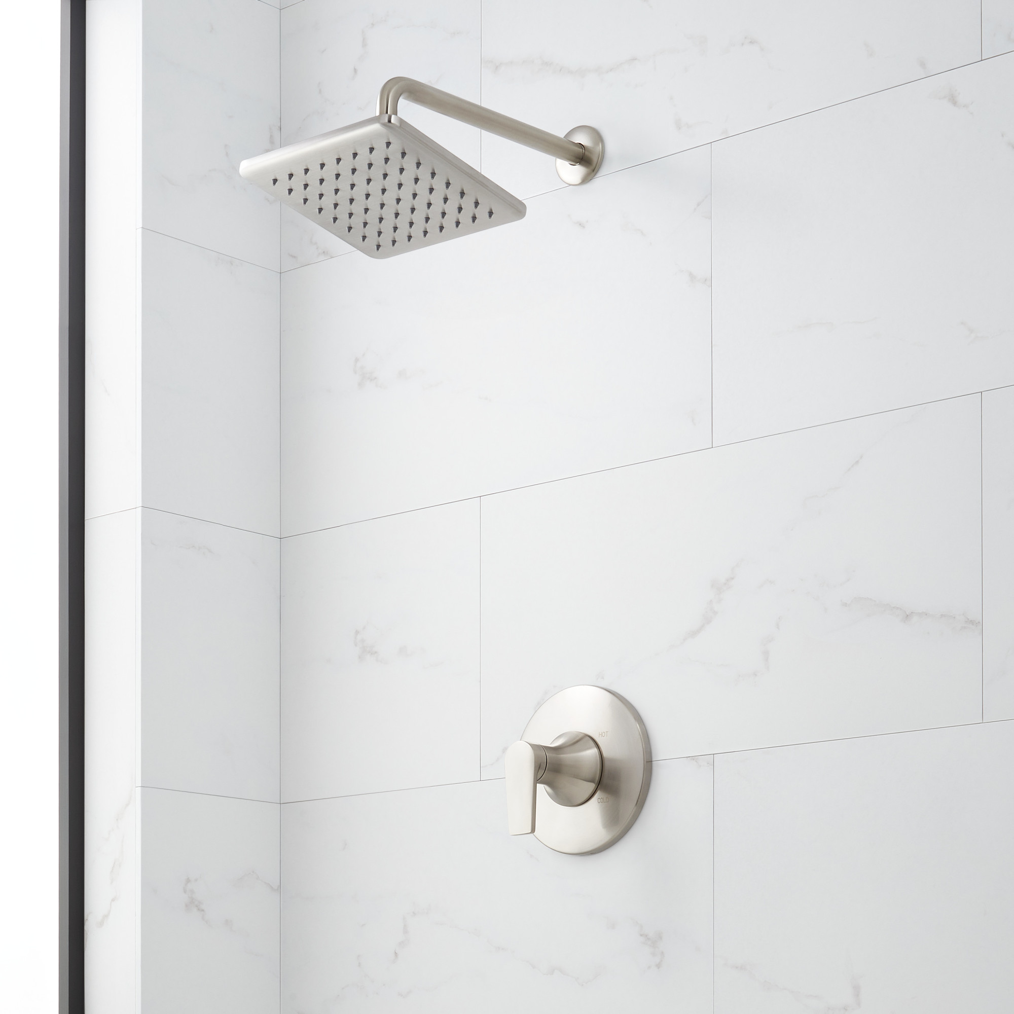 Signature Hardware 953653 Berwyn Pressure Balanced Shower Only Package with Rainfall Shower Head - Accufit Rough-In Valve Included Brushed Nickel