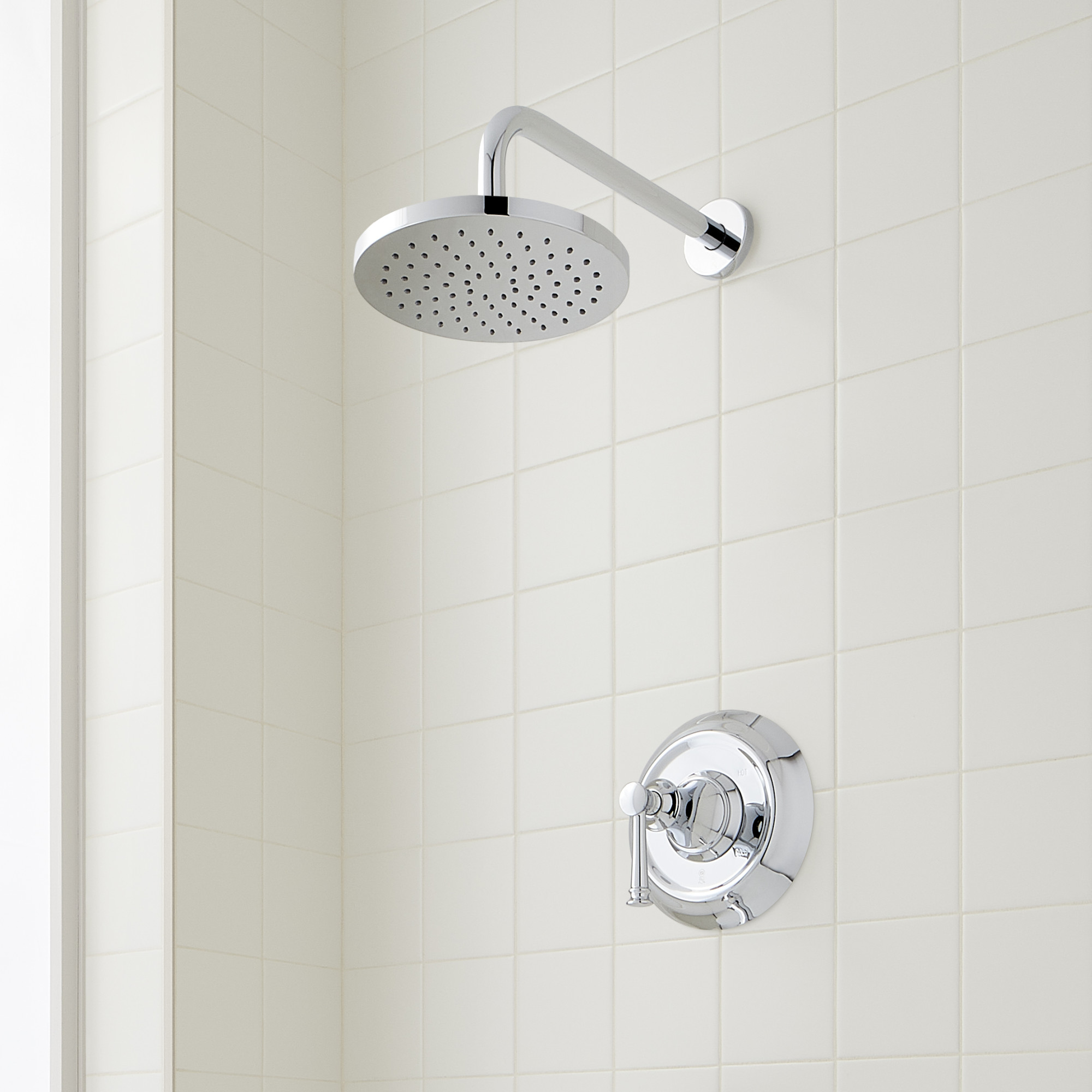 Signature Hardware 953956 Beasley Pressure Balanced Shower Only Package with Rainfall Shower Head and Valve Trim - Accufit Rough-In Valve Included