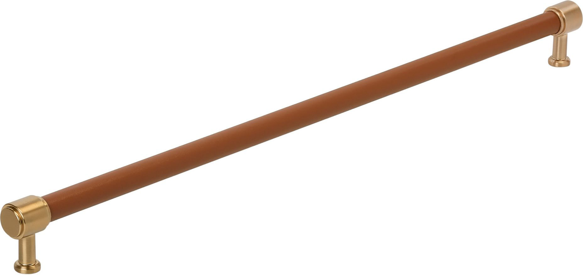 Signature Hardware 954070-24 Lazzara 24 Inch Center to Center Cognac Leather Appliance Pull Brushed Gold Cabinet Hardware Pulls Appliance