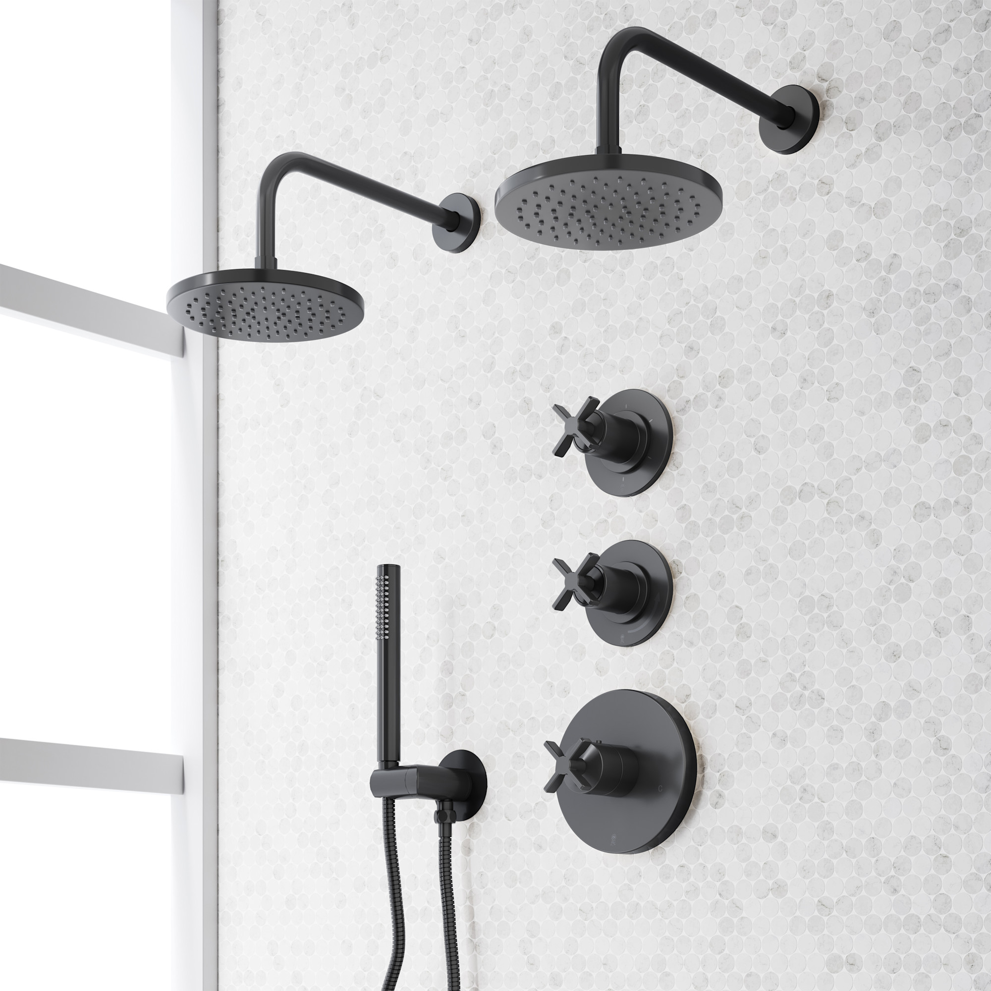 Photos - Shower System Signature Hardware 955122 Vassor Thermostatic  with Dual Rainfall Shower Heads Hand Shower Shower Arm Hose and 