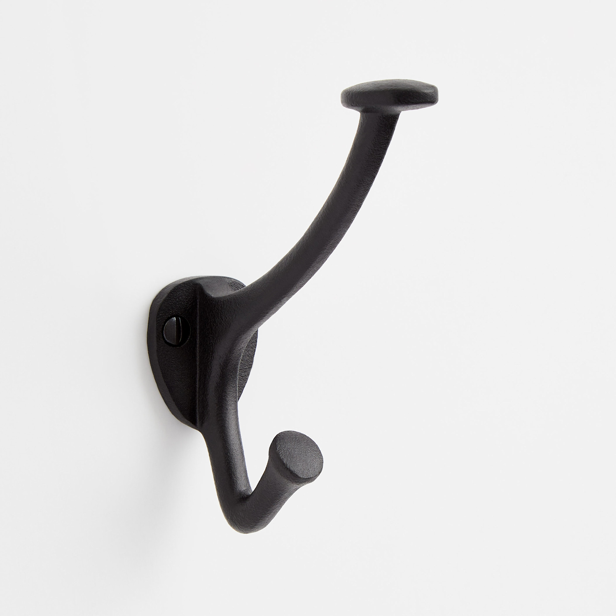 Signature Hardware 500748 Cavill 1-1/4 Inch Wide Coat and Hat Hook Black Powder Coat Hooks Coat and Hat Hooks