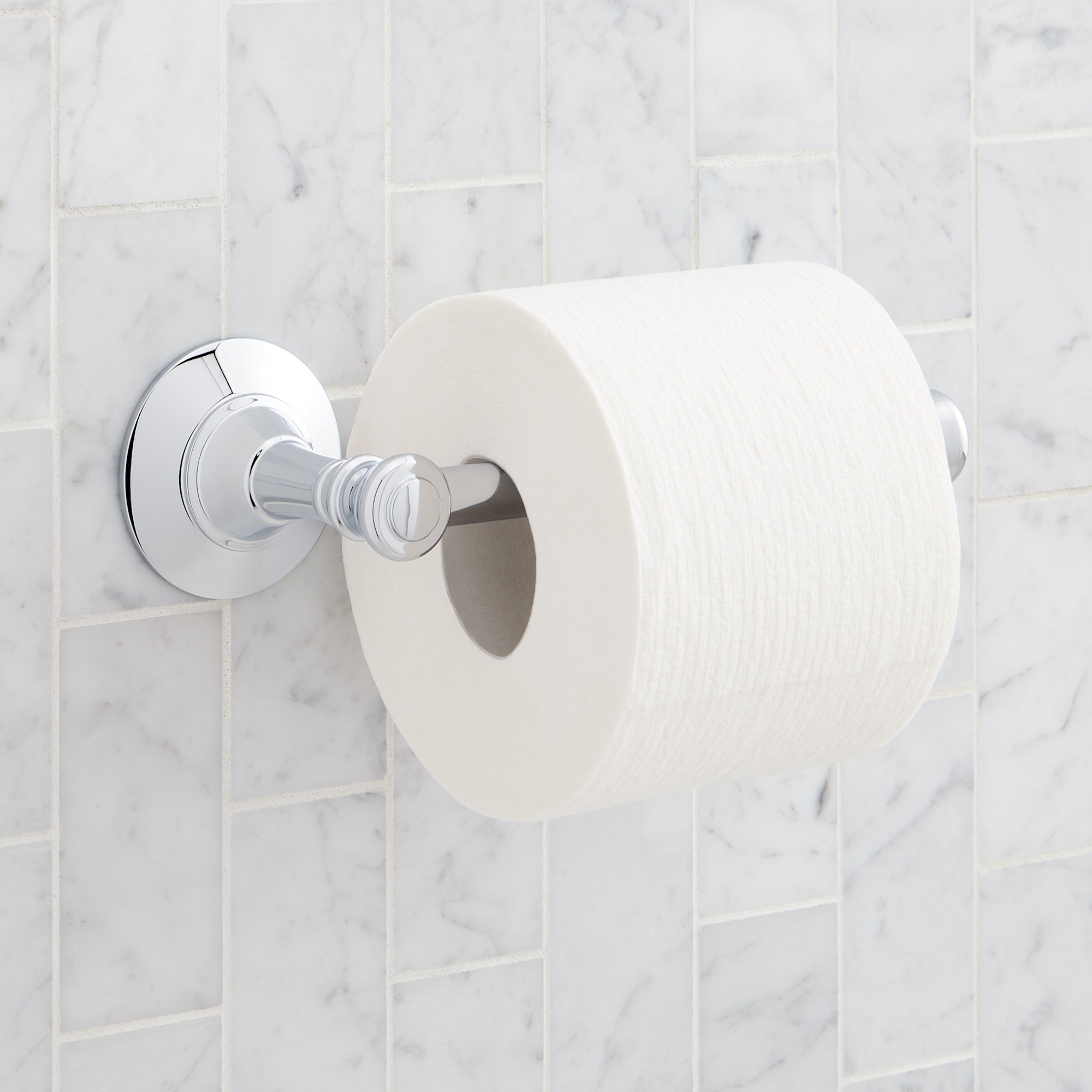 Photos - Toilet Paper Holder Signature Hardware 955178 Marceau Wall Mounted  Chrome Bathroom Hardware and Accessories Bathroom Hardwar 