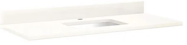 Signature Hardware 940346-RUMB 49" x 22" 3 cm Quartz Vanity Top for Rectangular Undermount Sink - Single Hole Centered Artic White Bathroom Storage