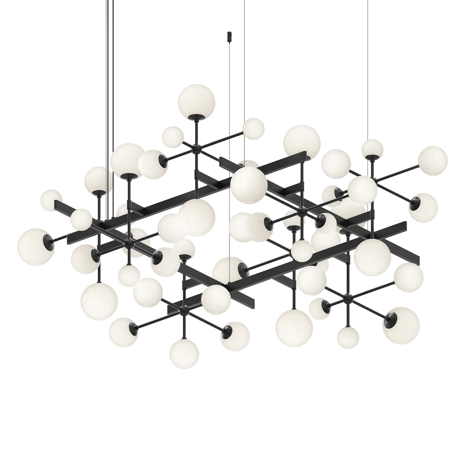Photos - Chandelier / Lamp Nebula Sonneman 2065-J20  61" Wide Chandelier Satin Black Indoor Lighting Chandeliers 2065.25-J20 
