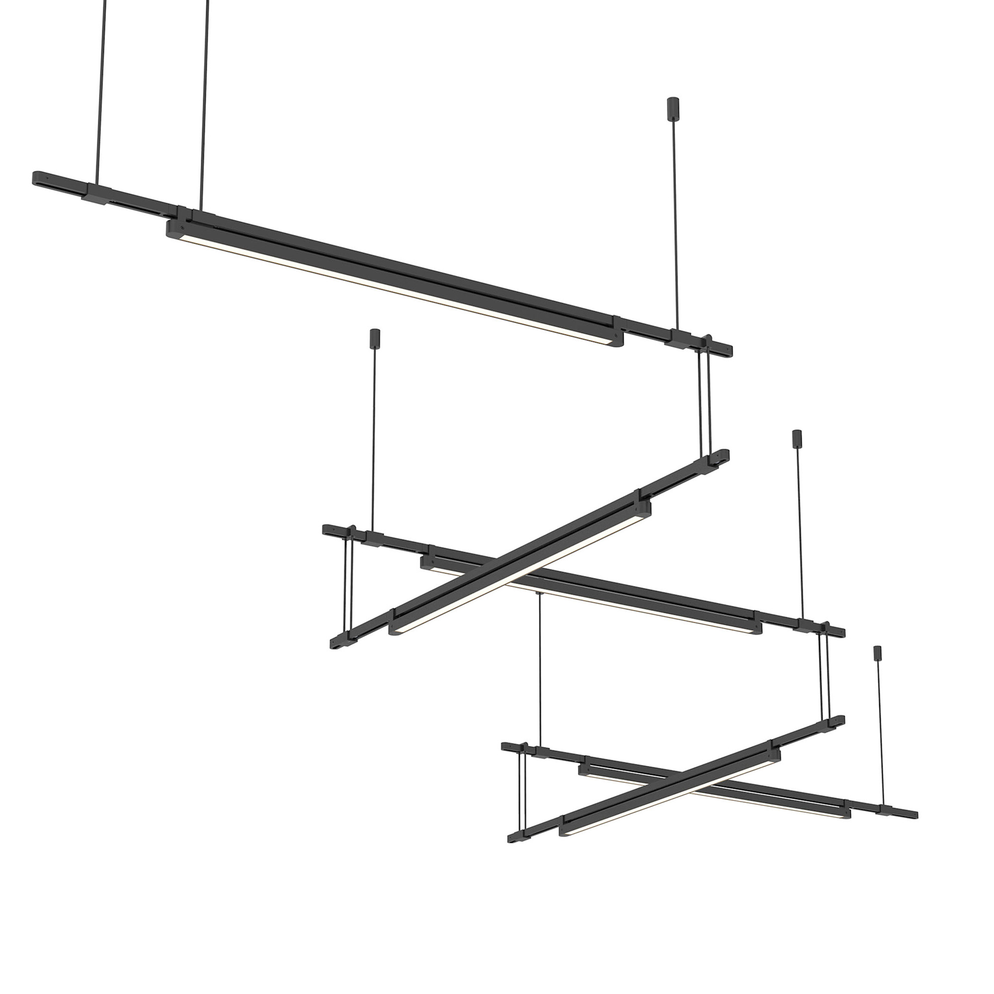 Photos - Chandelier / Lamp ZAG Sonneman S1K36K-JR1806XX Suspenders LED 5-Bar Zig  Multi Light Pendant Satin Black / LB24 - 24 Light Bar Indoor Lighting 