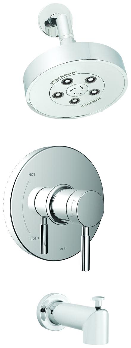 Speakman SLV-1030 Neo Tub and Shower Trim Package with 2.5 GPM Multi Function Shower Head and Polished Chrome Showers Tub and Shower Pressure Balanced