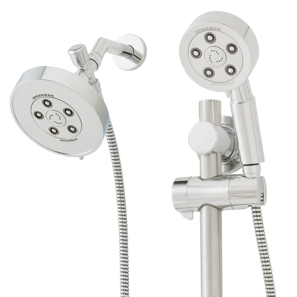 Speakman VS-123010-E2 Neo 2 GPM Multi Function Shower Head with Handshower Slide Bar and Hose Polished Chrome Showers Shower Heads Combination