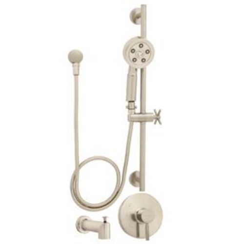 Speakman SM-1050-P Neo 2.5 GPM Tub and Shower Trim Package with Multi Function Shower Head Brushed Nickel Showers Tub and Shower Pressure Balanced
