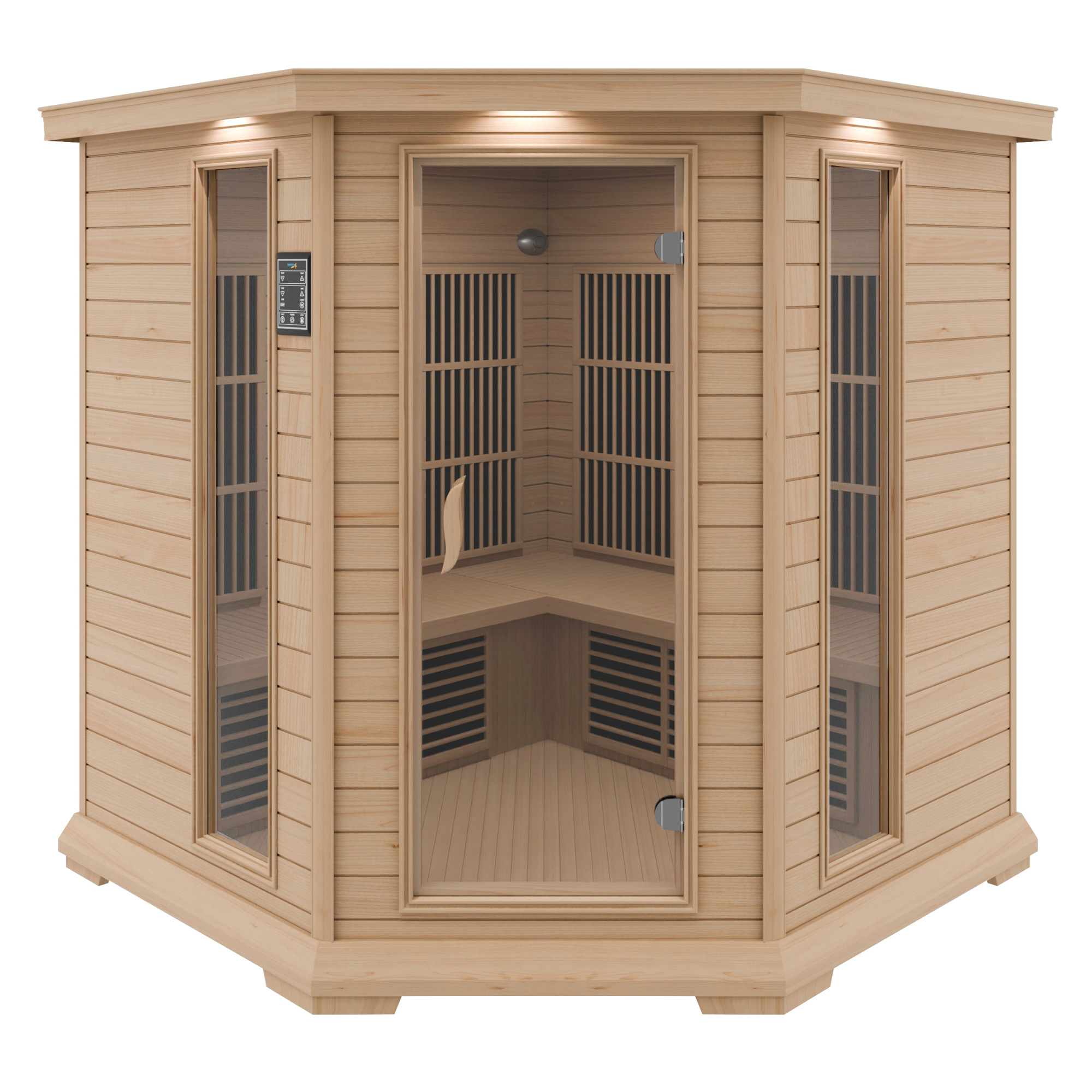 SteamSpa SC-SS0010-0S 5-Person Infrared Hemlock Indoor Sauna Room with LED Touch Control Panel Wood Saunas Sauna Enclosures
