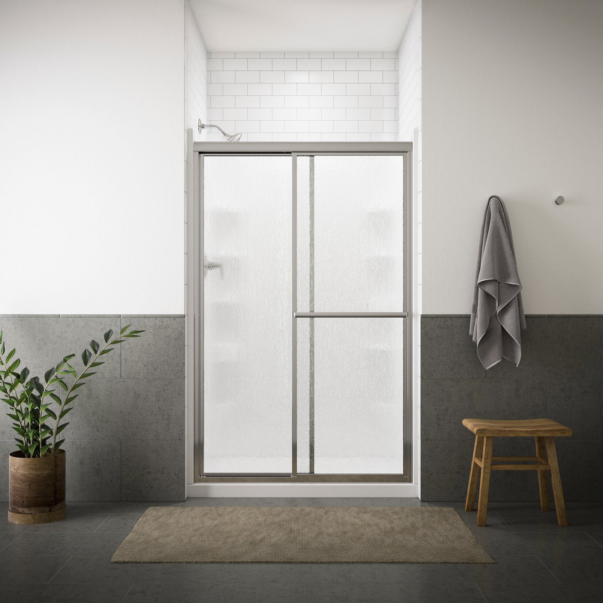 Photos - Shower Screen Sterling 5976-48 Deluxe 70" High x 48-7/8" Wide Sliding Framed Shower Door with Clear Frosted or Pattern Glass Silver Shower 