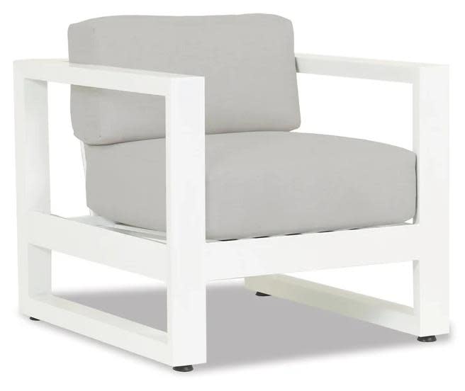 Photos - Garden Furniture West Sunset  SW4801-21 Newport 35" Wide Aluminum Framed Sunbrella Outdoor Accent Arm Chair Frost Outdoor Furniture Chairs Acc 
