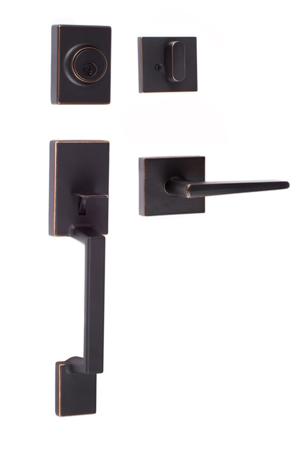 Photos - Interior Door Vintage Sure-Loc SH507-S-BS-SQ Stockholm Sectional Single Cylinder Keyed Entry Handleset with Interior Lever  Bronze Door Har 