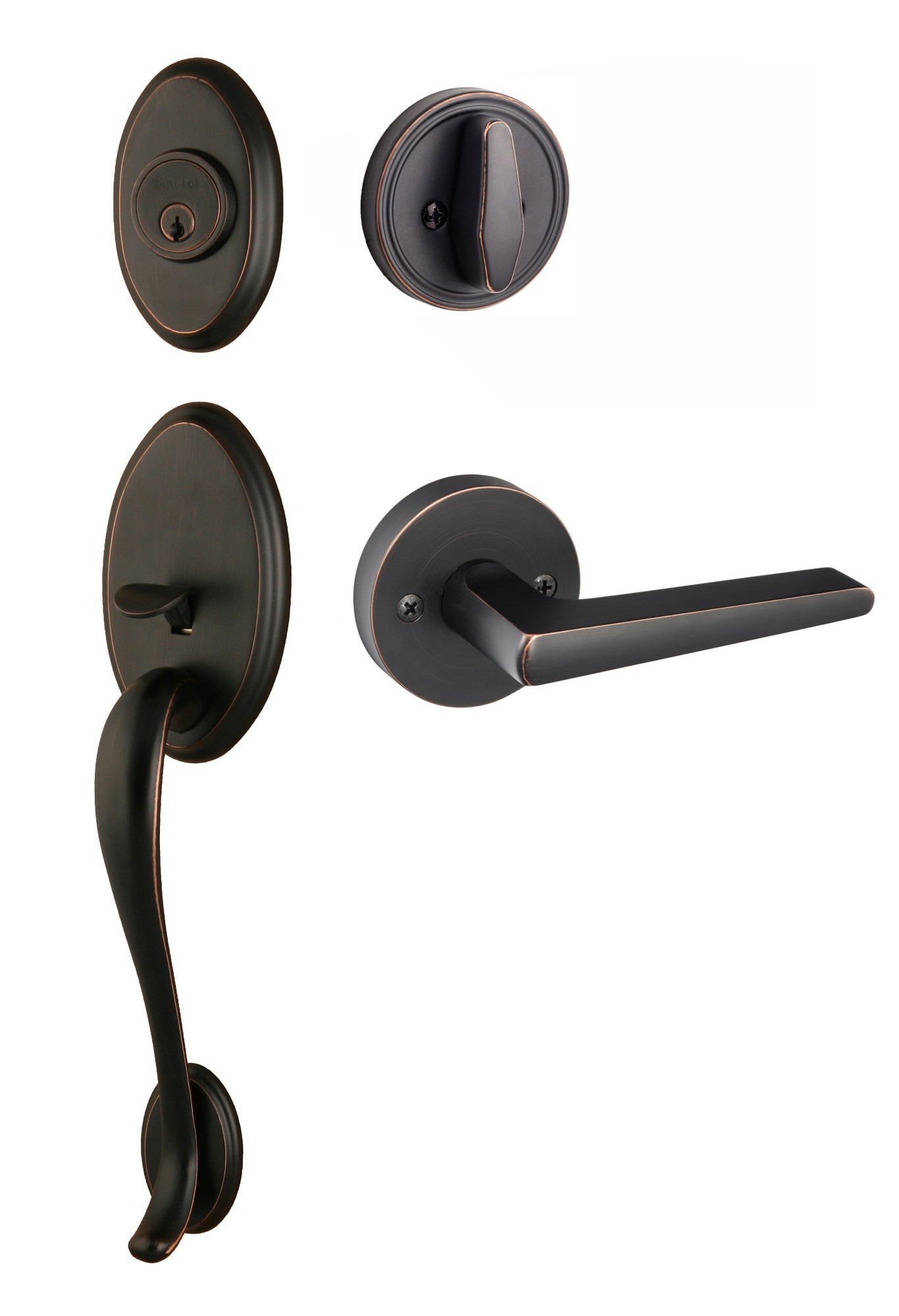 Photos - Interior Door Aspen Sure-Loc AN507-BS-RD  Sectional Single Cylinder Keyed Entry Handleset with Interior Lever Vintage Bronze Door Hardware 