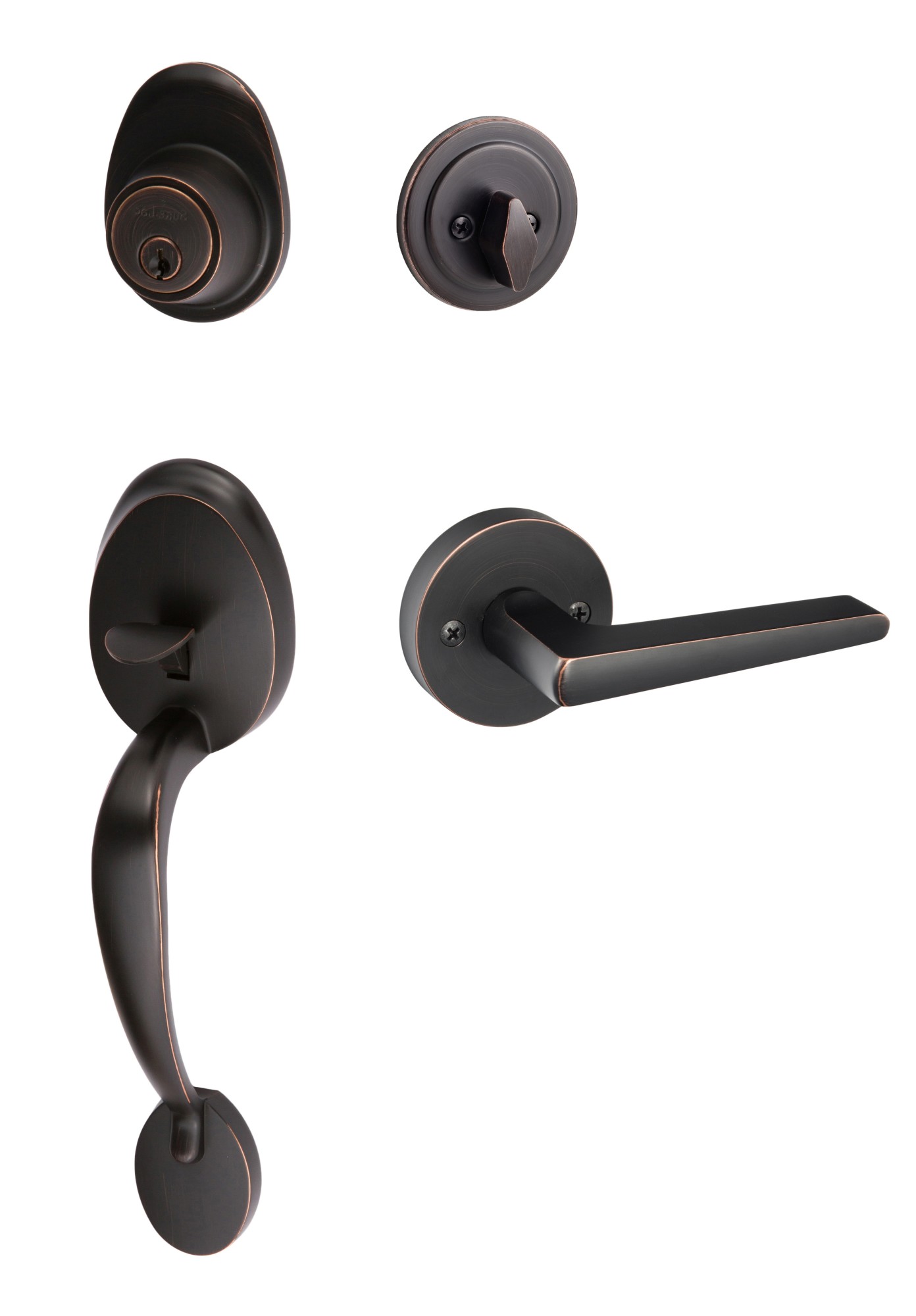 Photos - Interior Door Alta Sure-Loc AT507-BS-RD  Sectional Single Cylinder Keyed Entry Handleset with Interior Lever Vintage Bronze Door Hardware H 