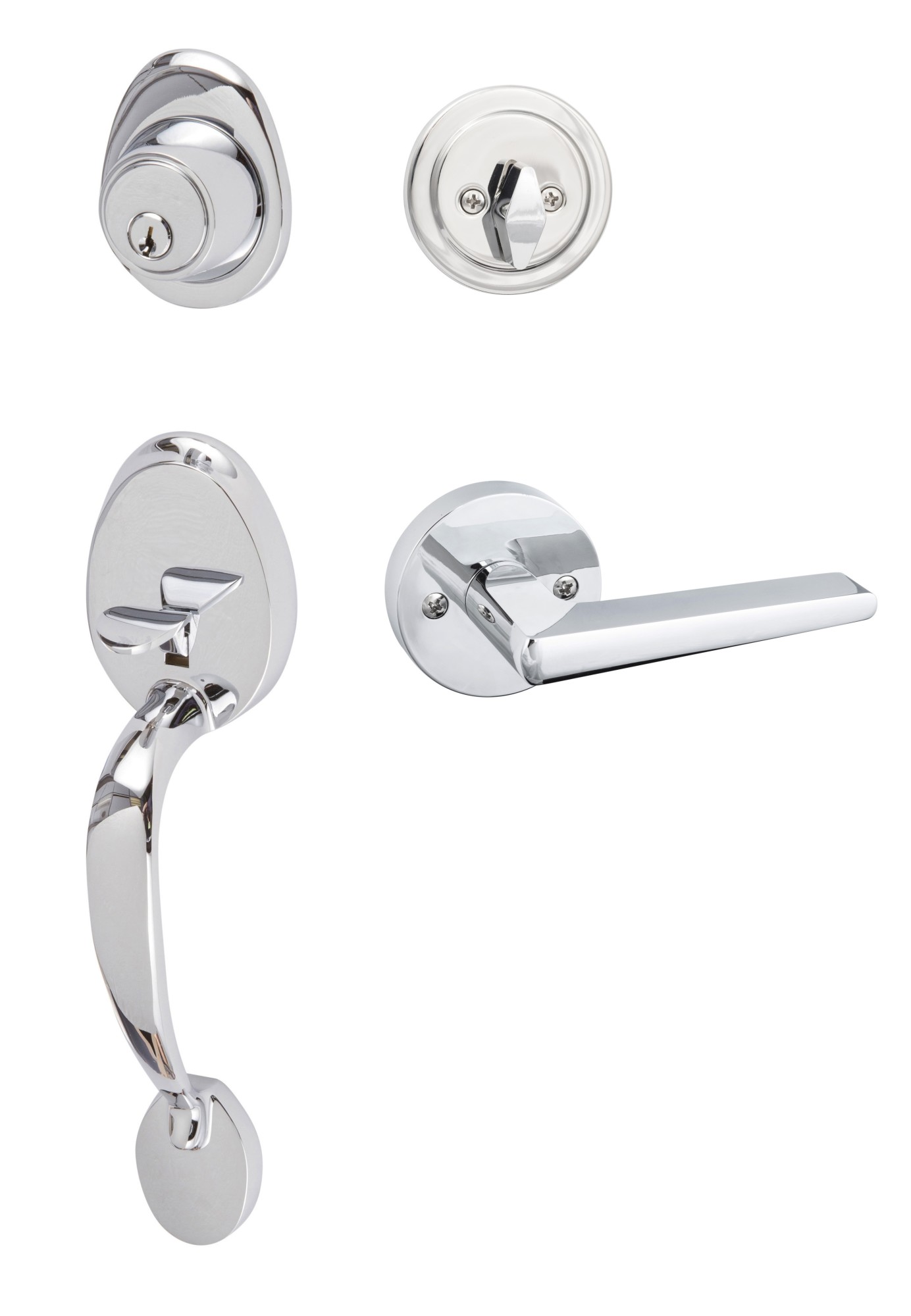 Photos - Interior Door Alta Sure-Loc AT507-BS-RD  Sectional Single Cylinder Keyed Entry Handleset with Interior Lever Polished Chrome Door Hardware 