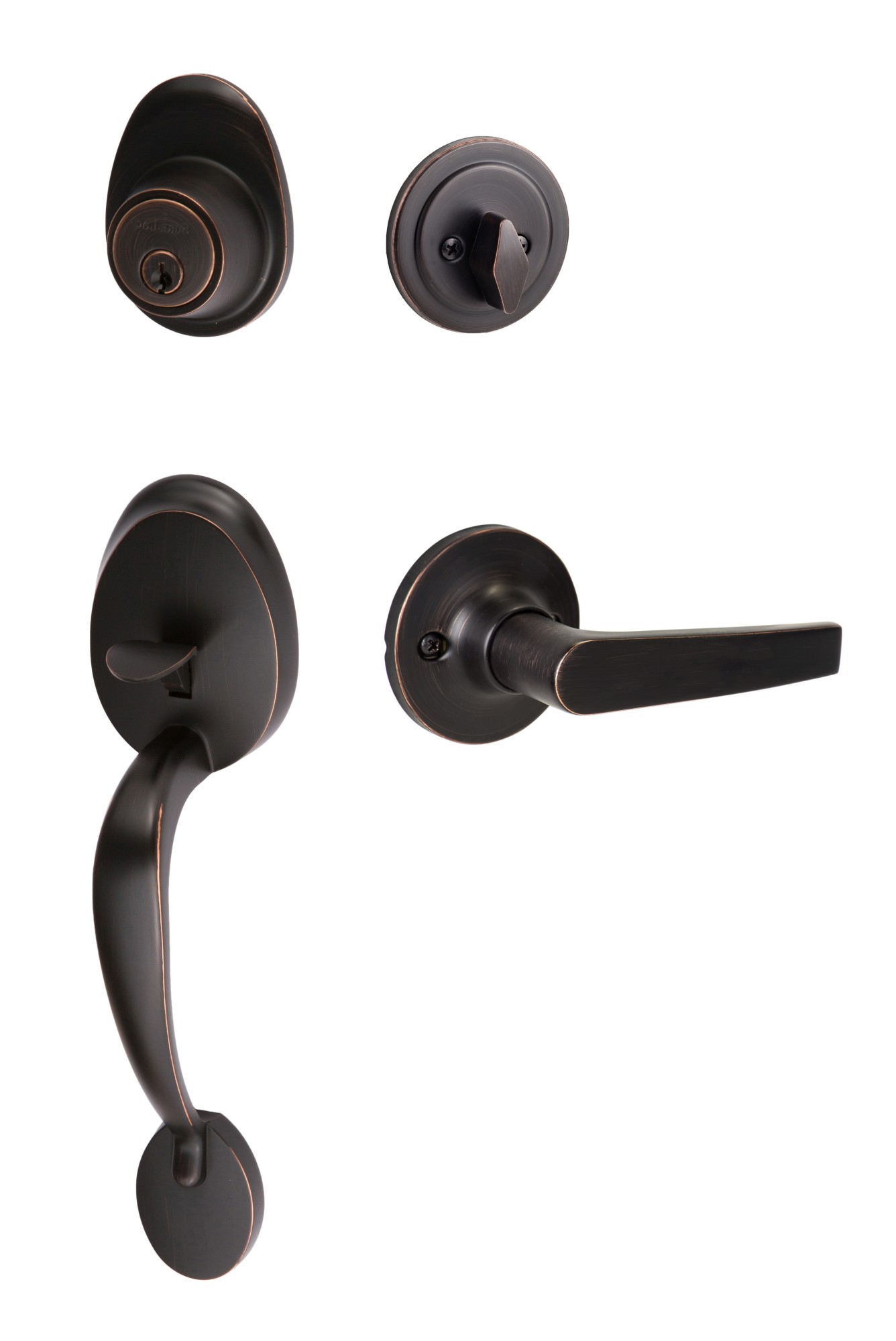 Photos - Interior Door Alta Sure-Loc AT507-CD  Sectional Single Cylinder Keyed Entry Handleset with Interior Lever Vintage Bronze Door Hardware Hand 
