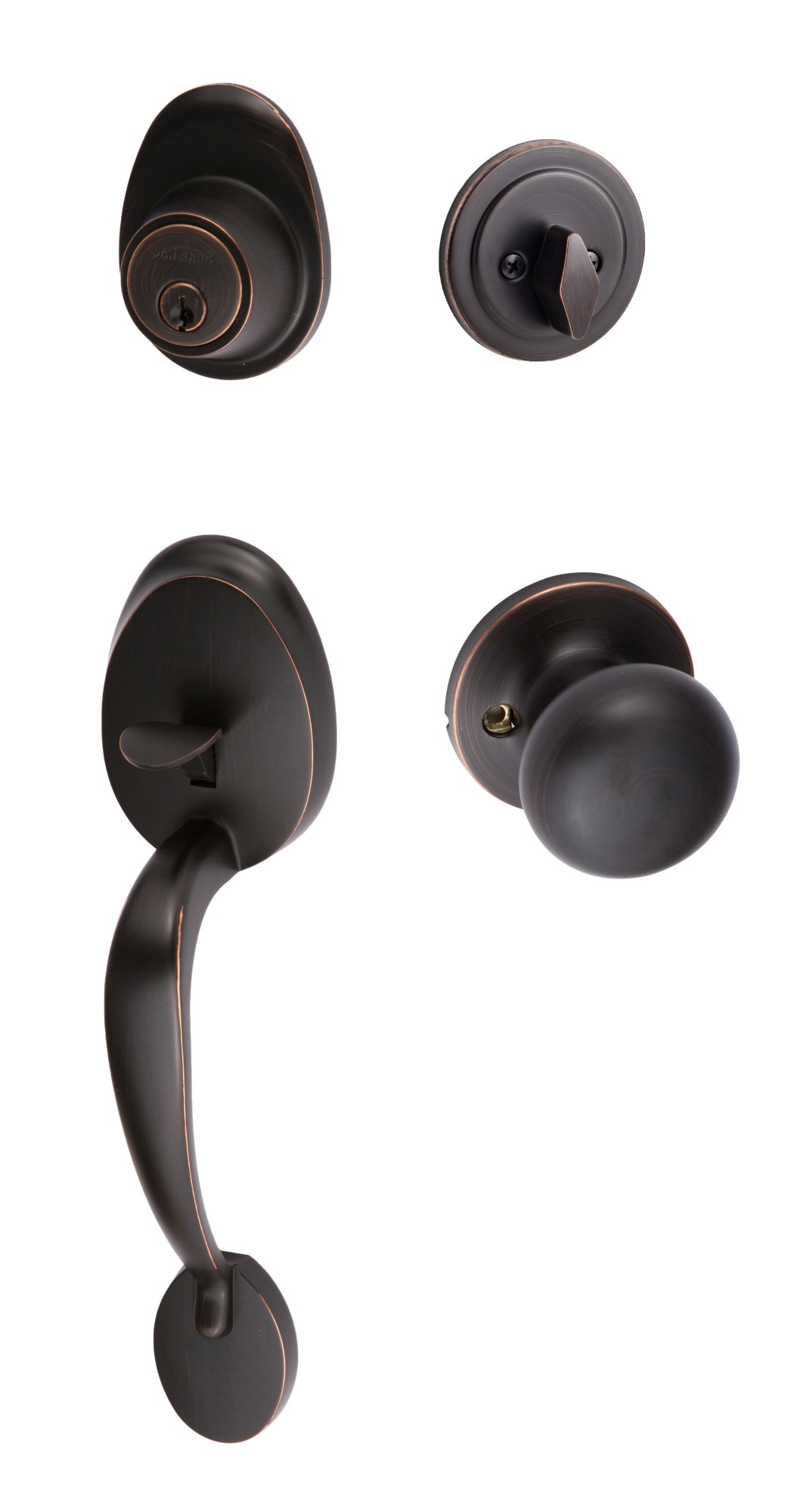 Photos - Interior Door Alta Sure-Loc AT507-DU-RD  Sectional Single Cylinder Keyed Entry Handleset with Interior Knob Vintage Bronze Door Hardware Ha 