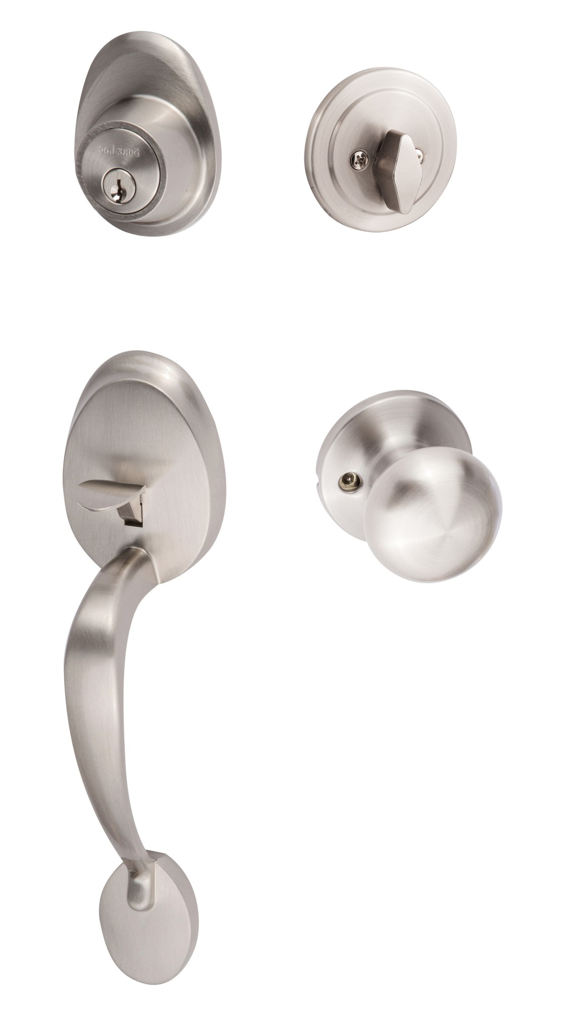 Photos - Interior Door Alta Sure-Loc AT507-DU-RD  Sectional Single Cylinder Keyed Entry Handleset with Interior Knob Satin Nickel Door Hardware Hand 