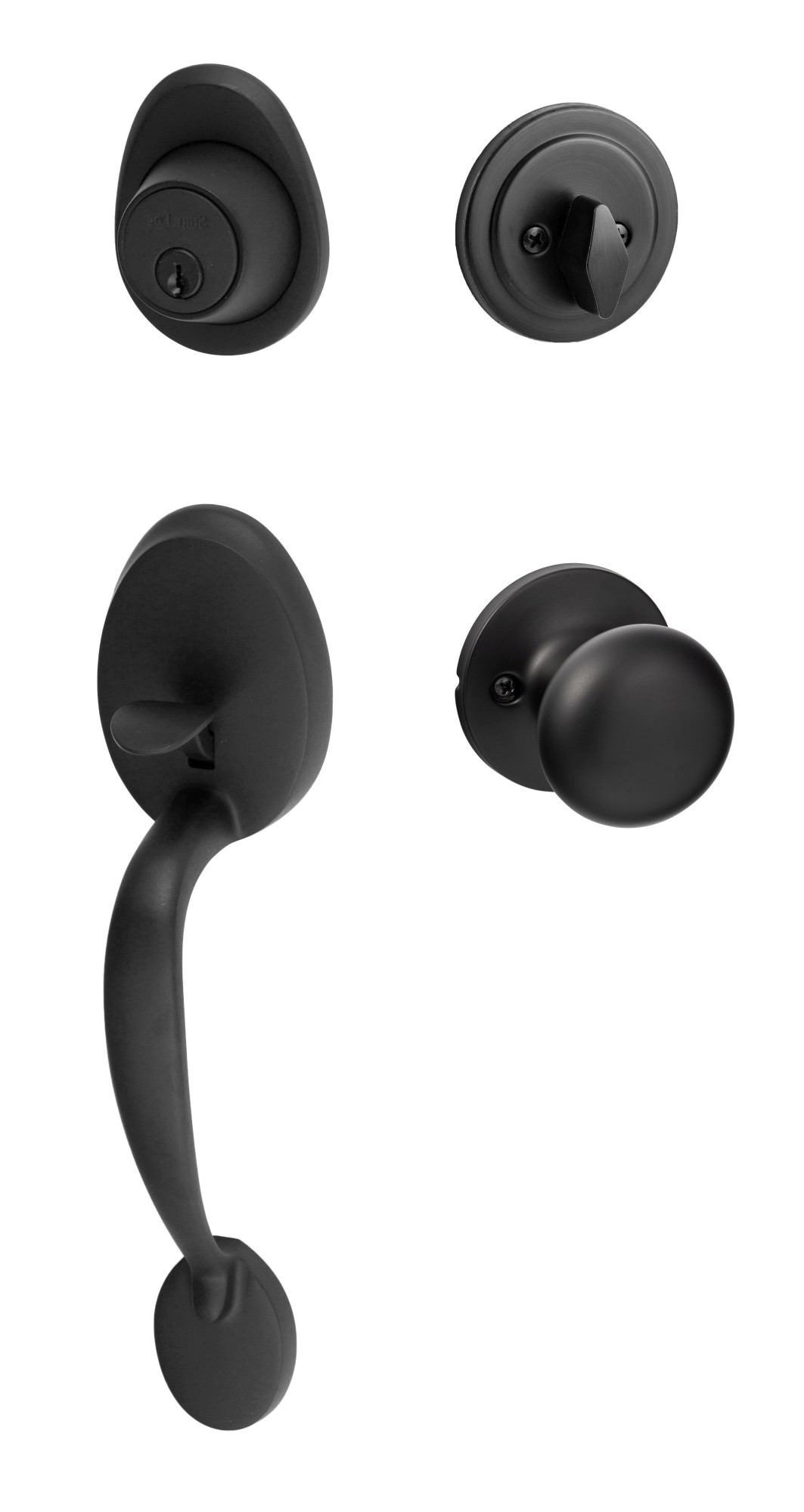 Photos - Interior Door Alta Sure-Loc AT507-DU-RD  Sectional Single Cylinder Keyed Entry Handleset with Interior Knob Flat Black Door Hardware Handle 