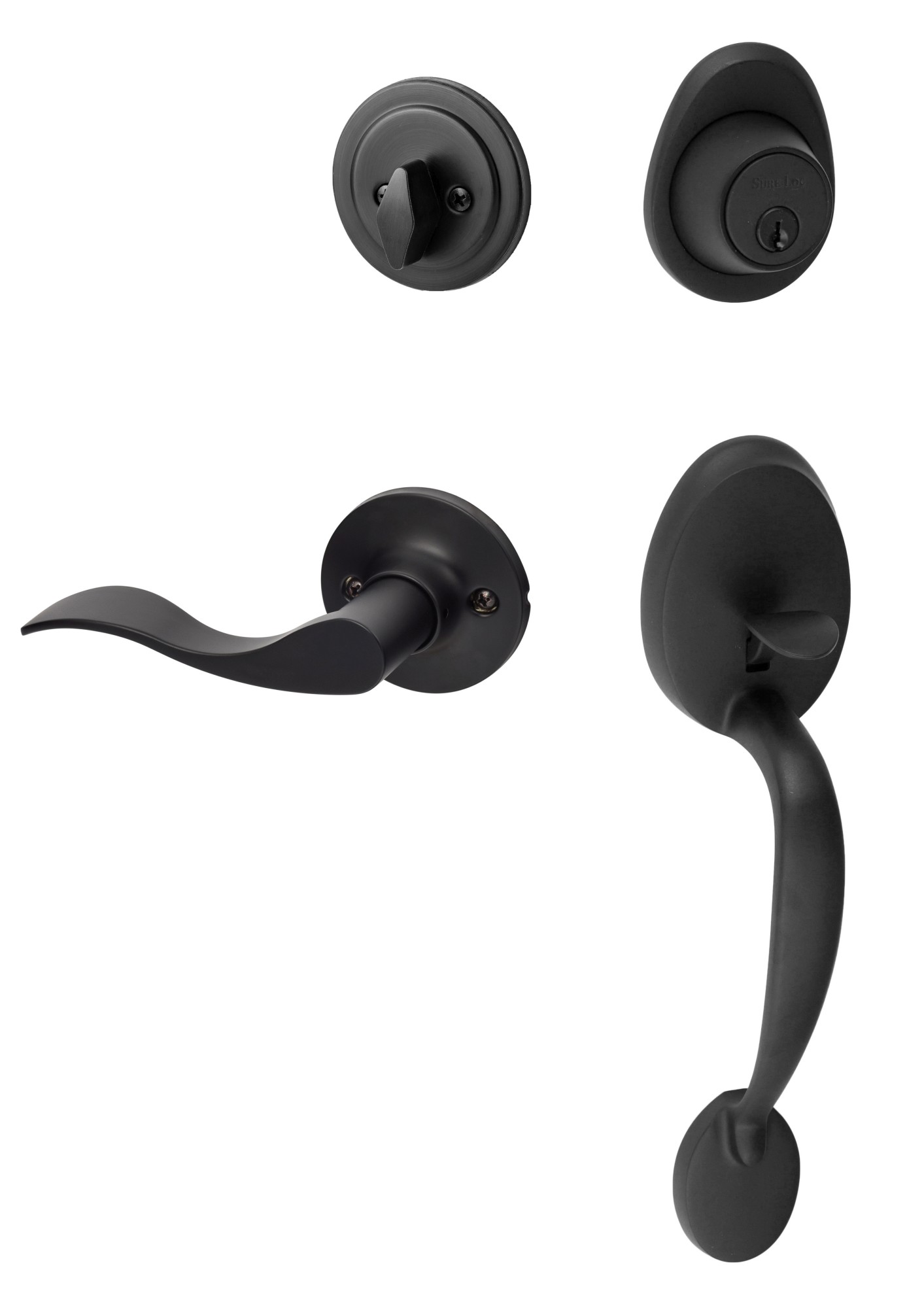 Photos - Interior Door Alta Sure-Loc AT507-SB LH  Left Handed Sectional Single Cylinder Keyed Entry Handleset with Interior Lever Flat Black Door Ha 